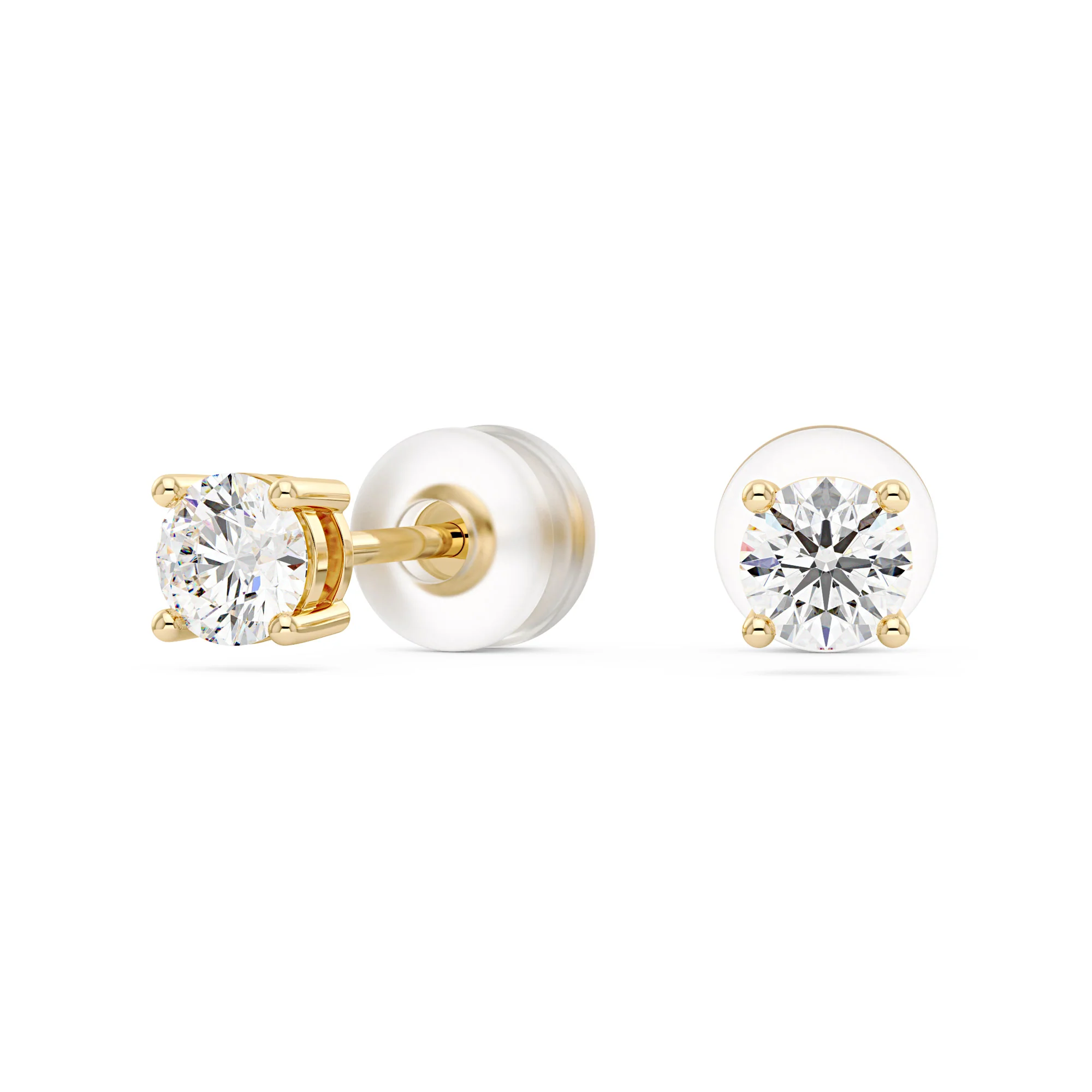 0.6 Carat Moissanite 4-Prong Basket Setting Stud Earrings in 14K Gold - Image 3