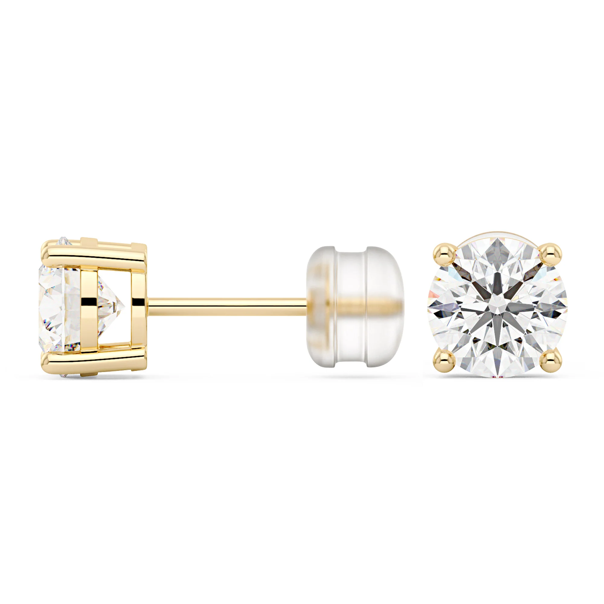 1.6 Carat Moissanite 4-Prong Basket Setting Stud Earrings in 14K Gold - Image 3