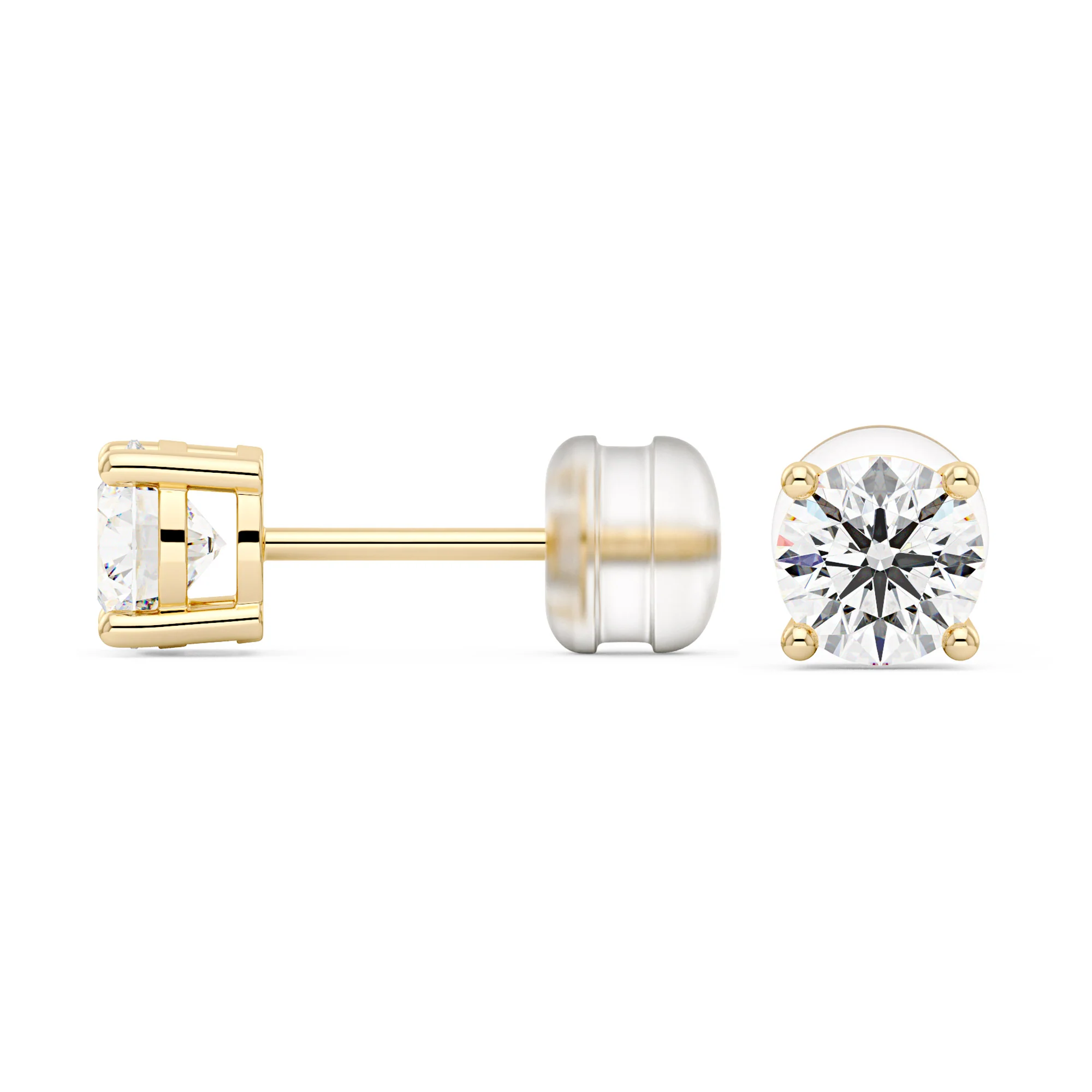 1 Carat Moissanite 4-Prong Basket Setting Stud Earrings in 14K Gold - Image 3