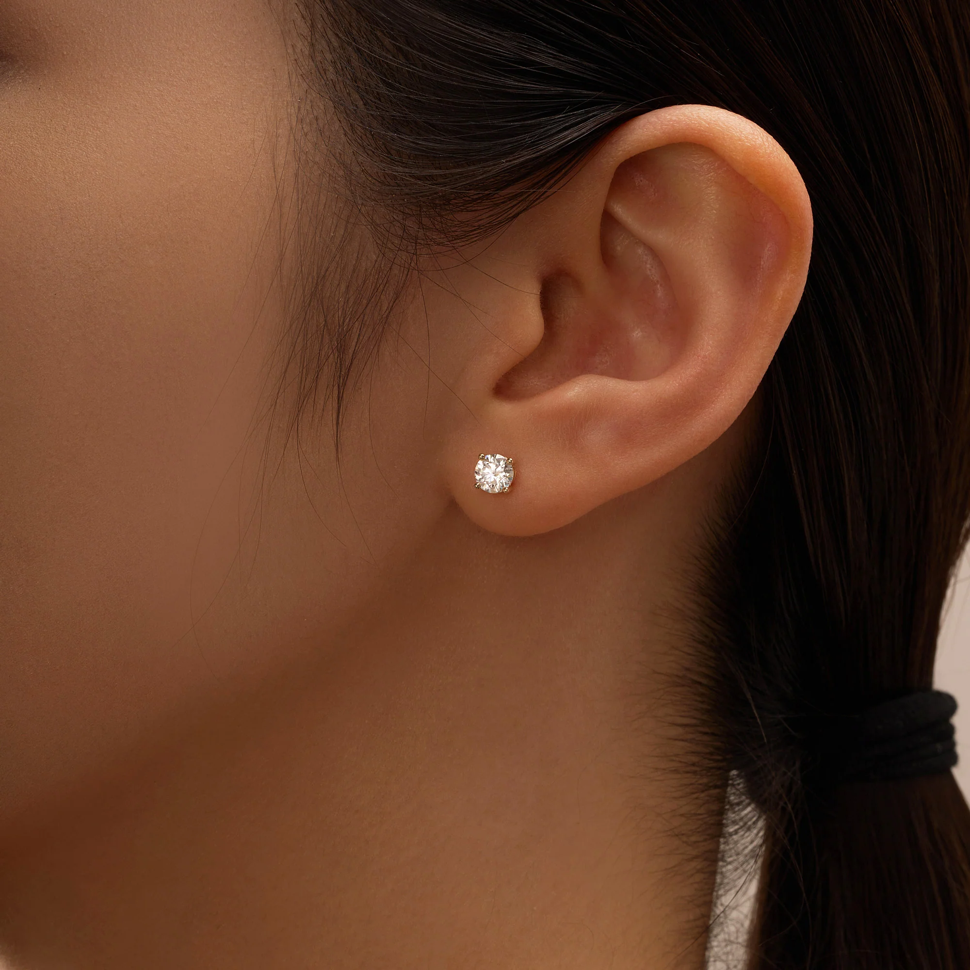 1 Carat Moissanite 4-Prong Basket Setting Stud Earrings in 14K Gold - Image 4