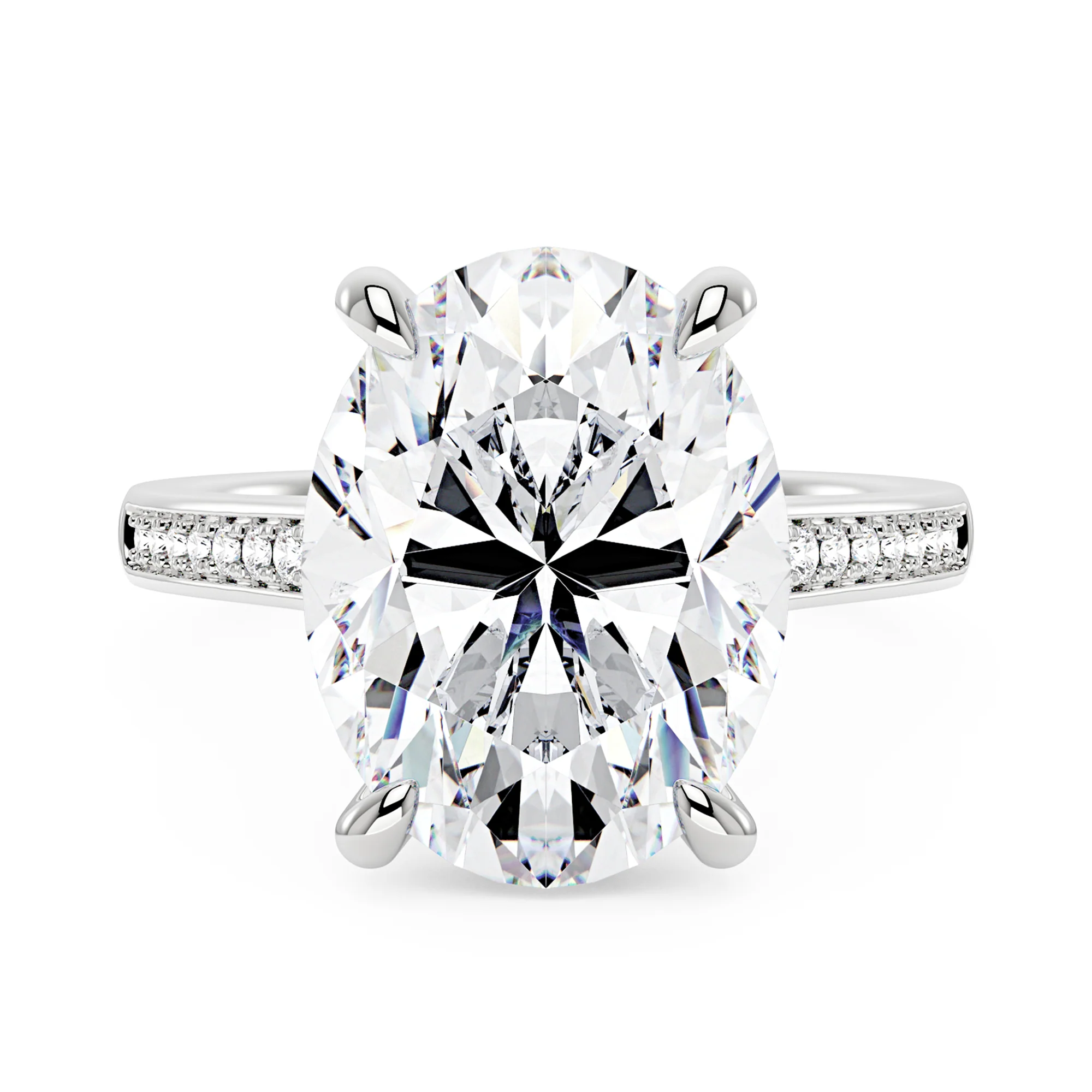 14 Carat Oval Shaped Moissanite Paved Engagement Ring in 14K Gold - Image 4