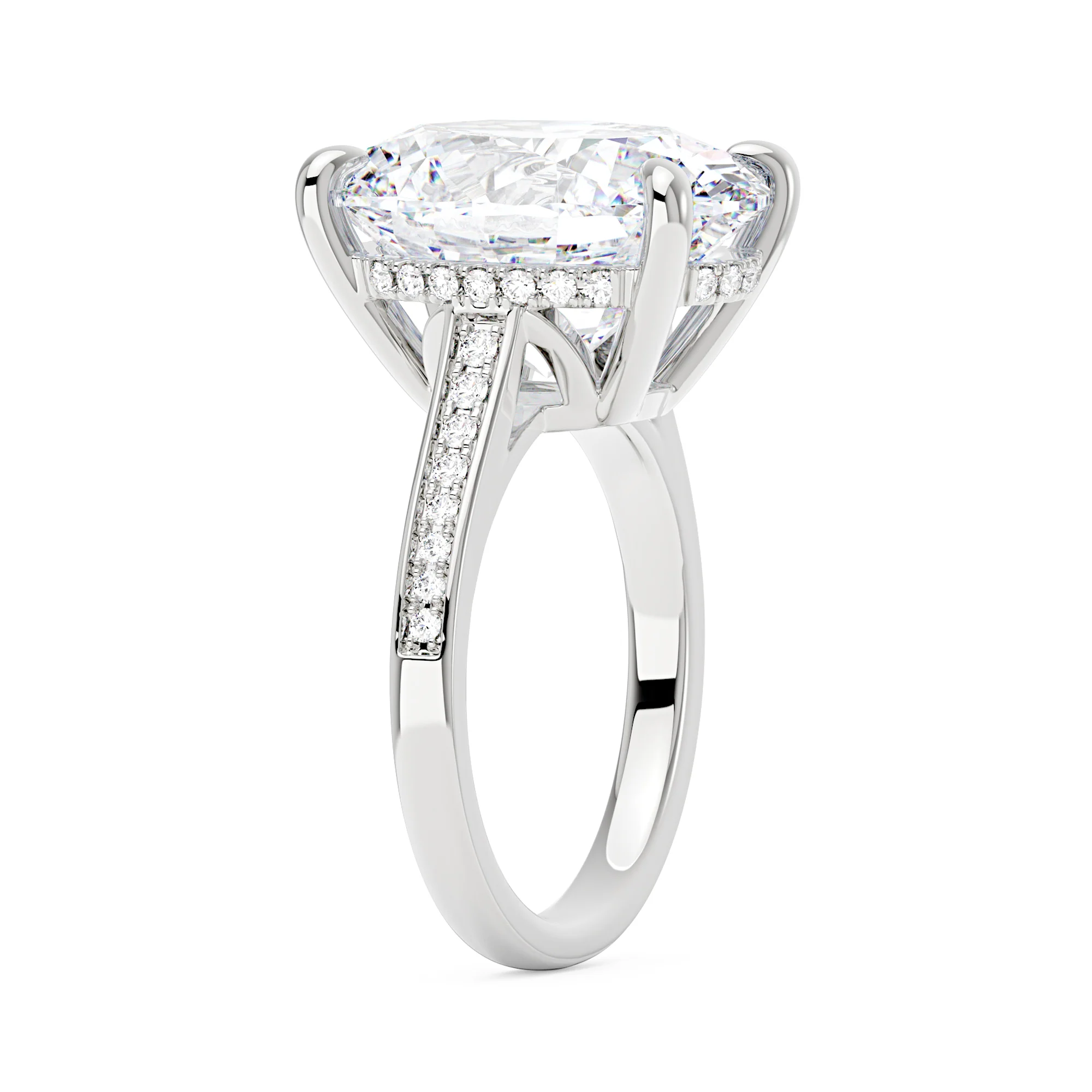 14 Carat Oval Shaped Moissanite Paved Engagement Ring in 14K Gold - Image 5