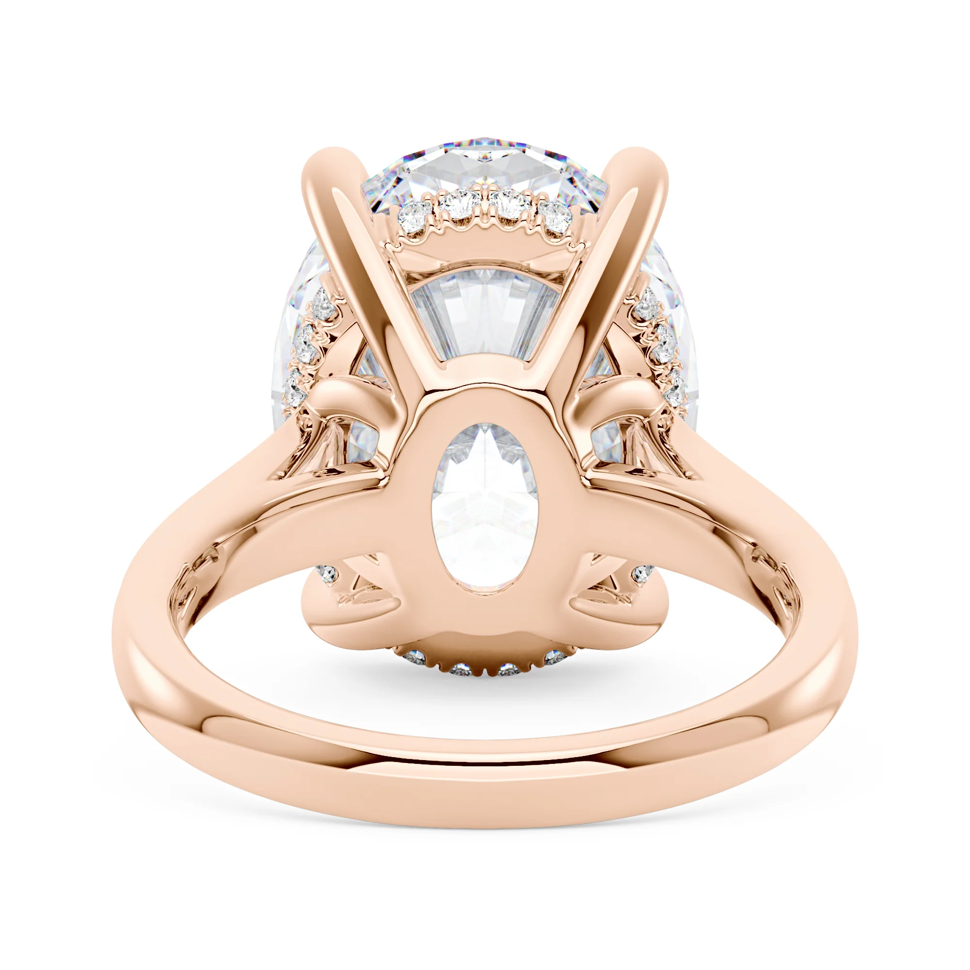 14 Carat Oval Shaped Moissanite Paved Engagement Ring in 14K Gold - Image 9