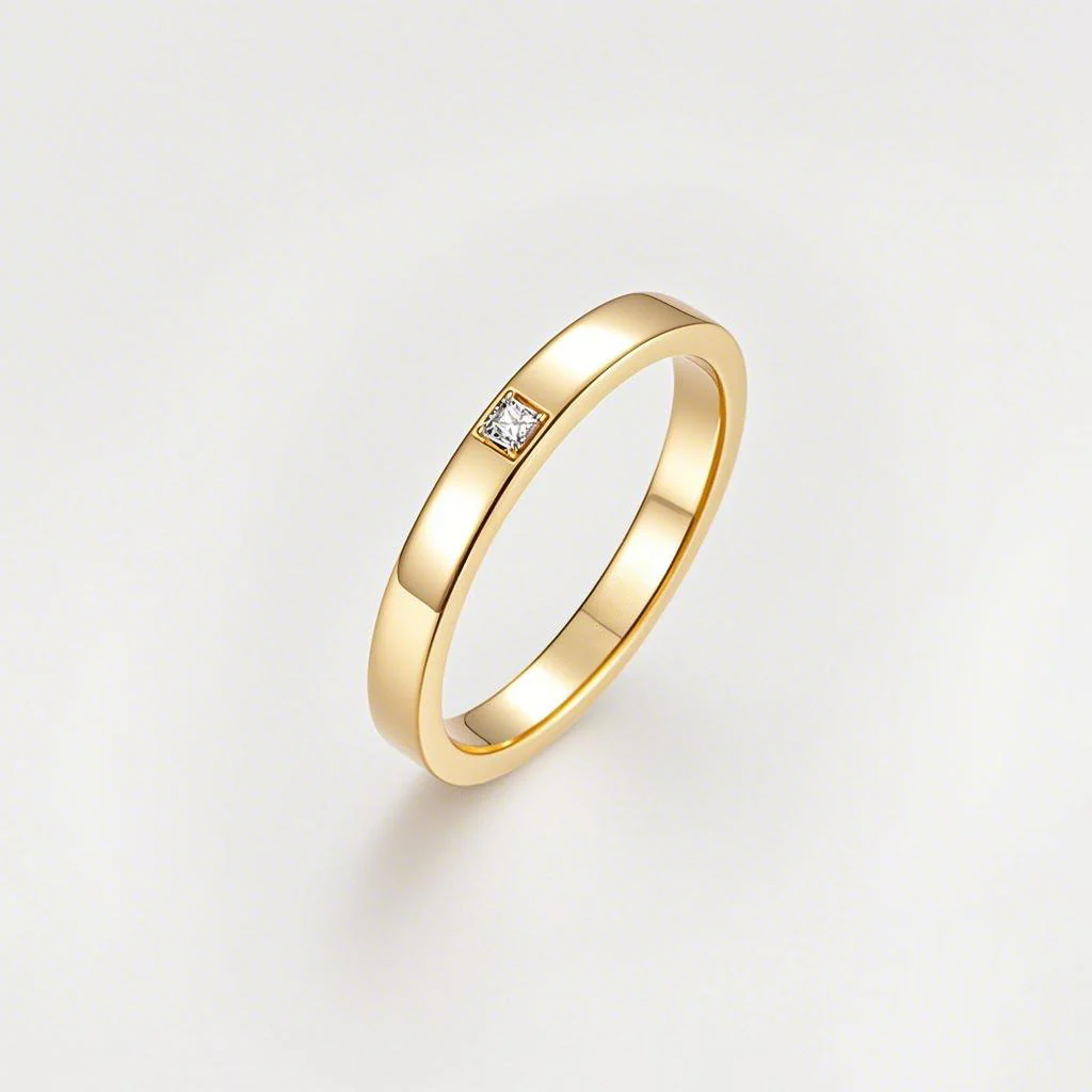 18K Gold Vermeil Diamond Accent Band