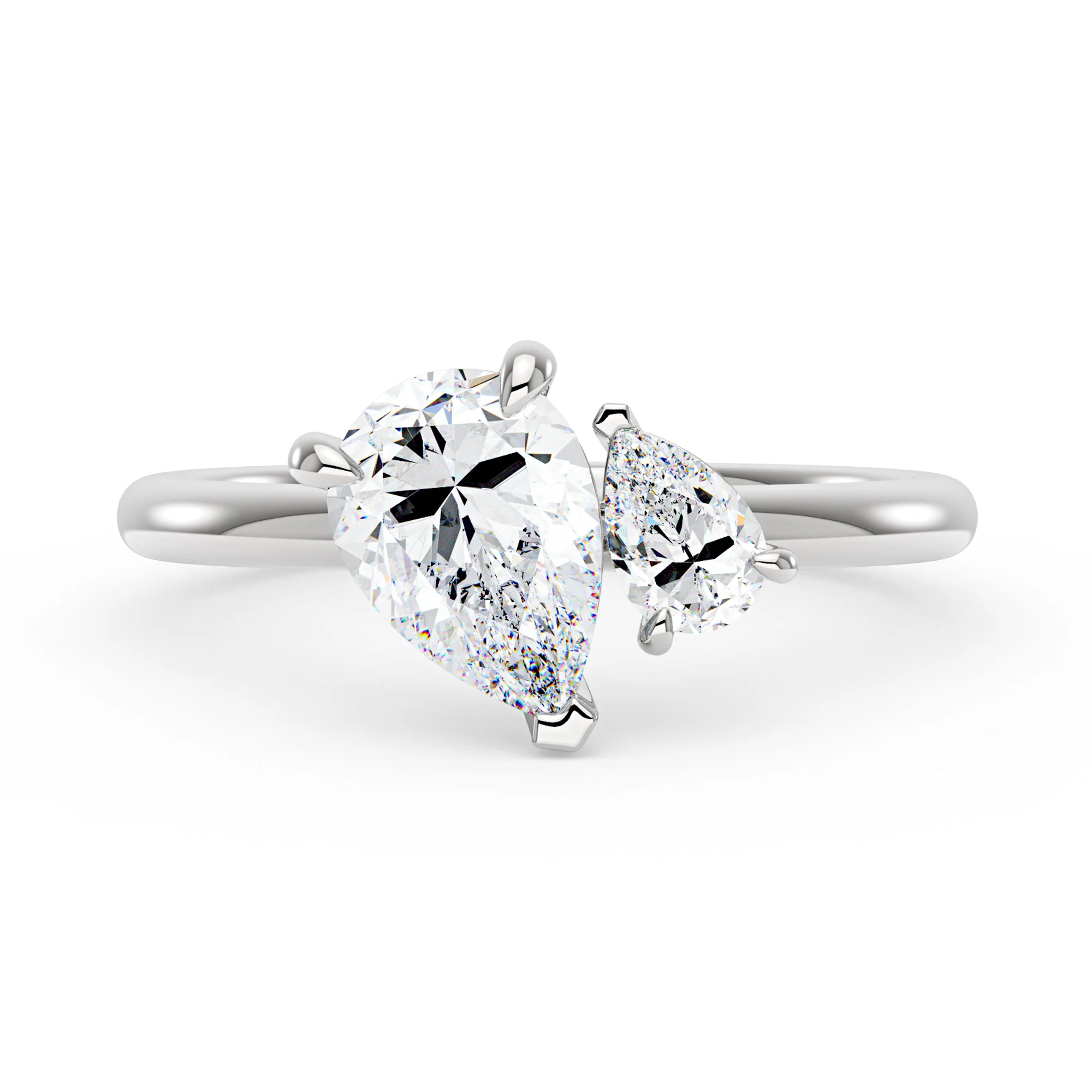 2.5 Carat Pear Moissanite Toi et Moi Ring