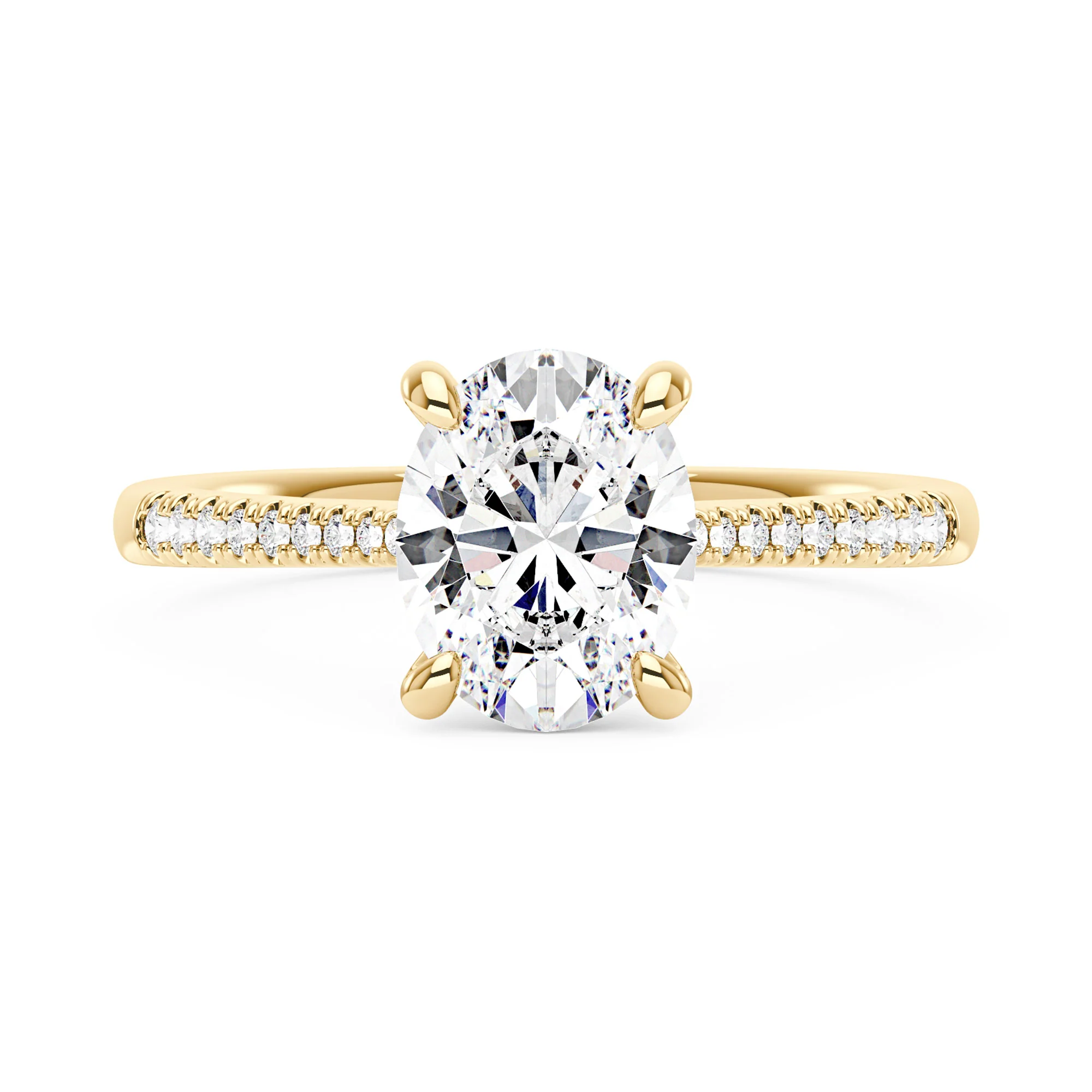 Oval Cut Engagement Ring with Pavé Band