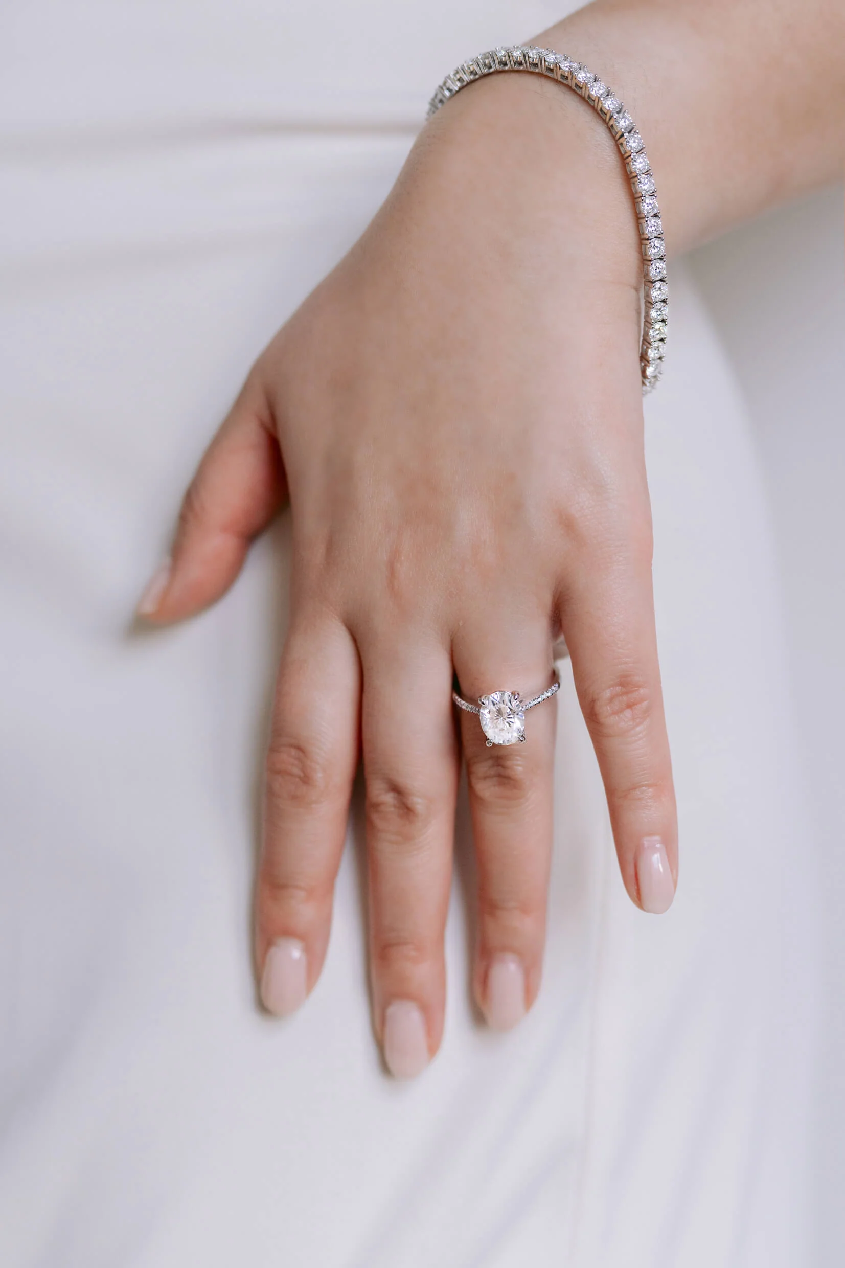 Oval Cut Engagement Ring with Pavé Band - Image 16