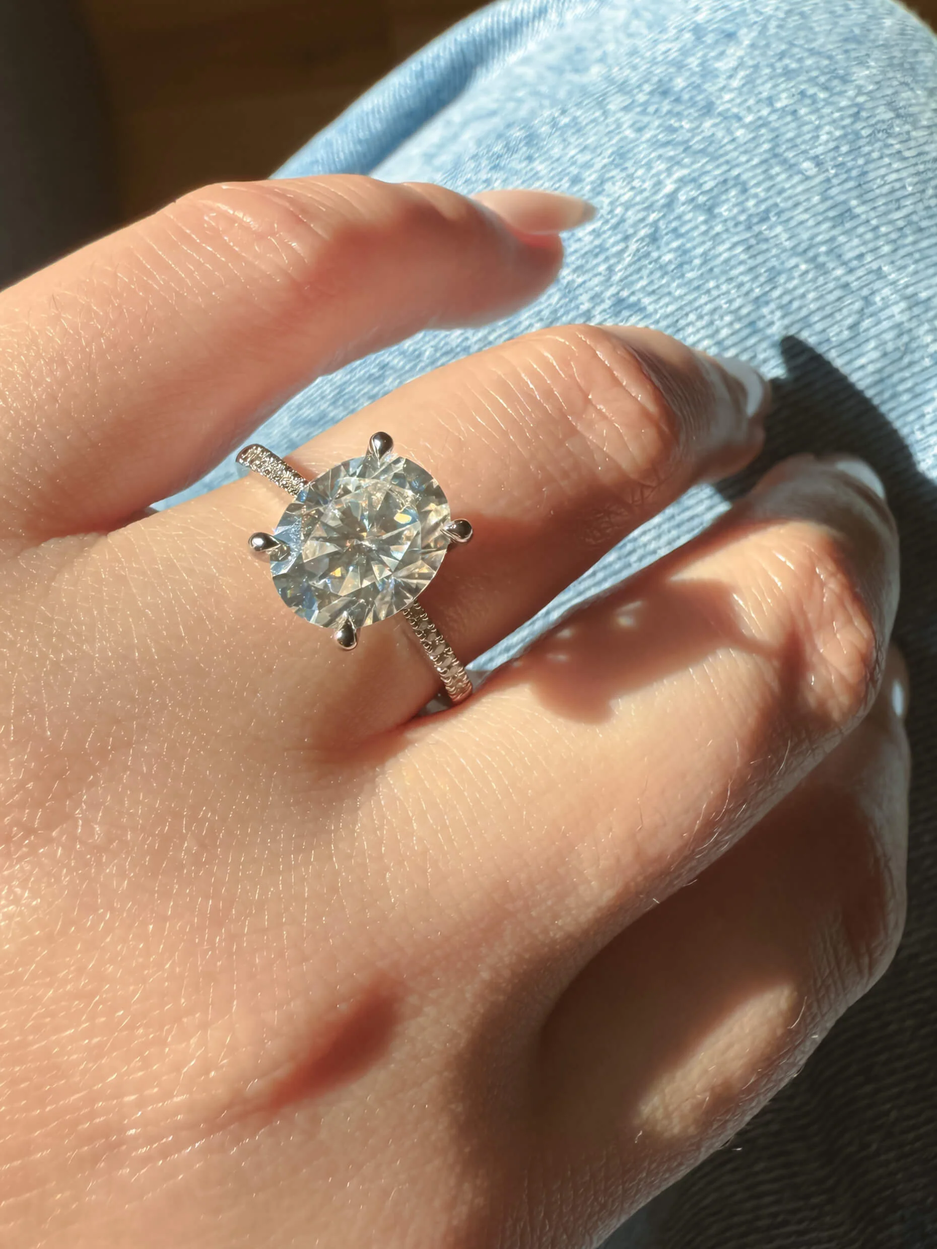 Oval Cut Engagement Ring with Pavé Band - Image 20