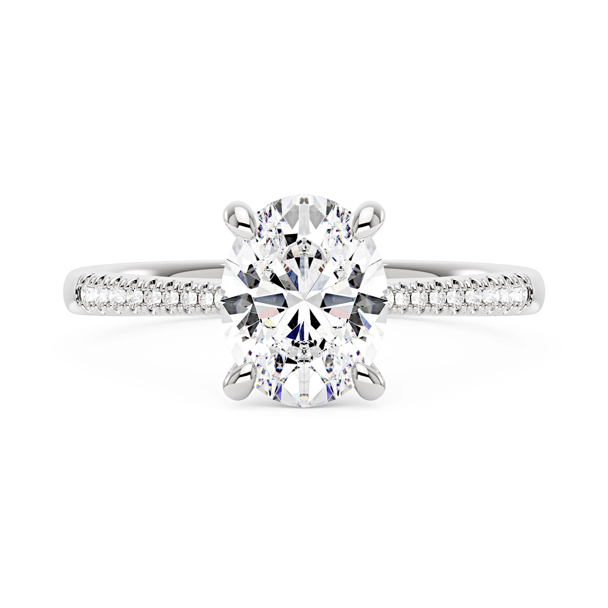 Oval Cut Engagement Ring with Pavé Band - Image 4