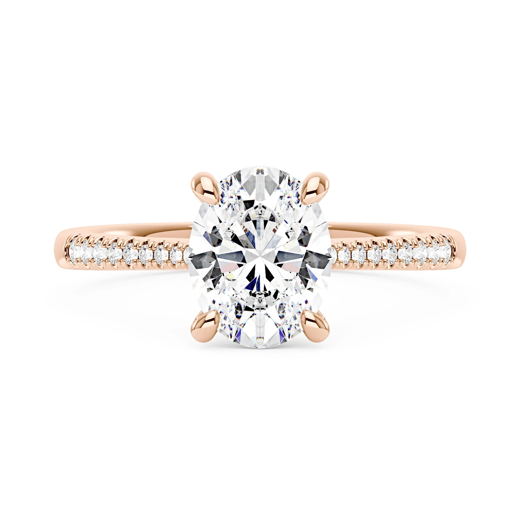 Oval Cut Engagement Ring with Pavé Band - Image 7