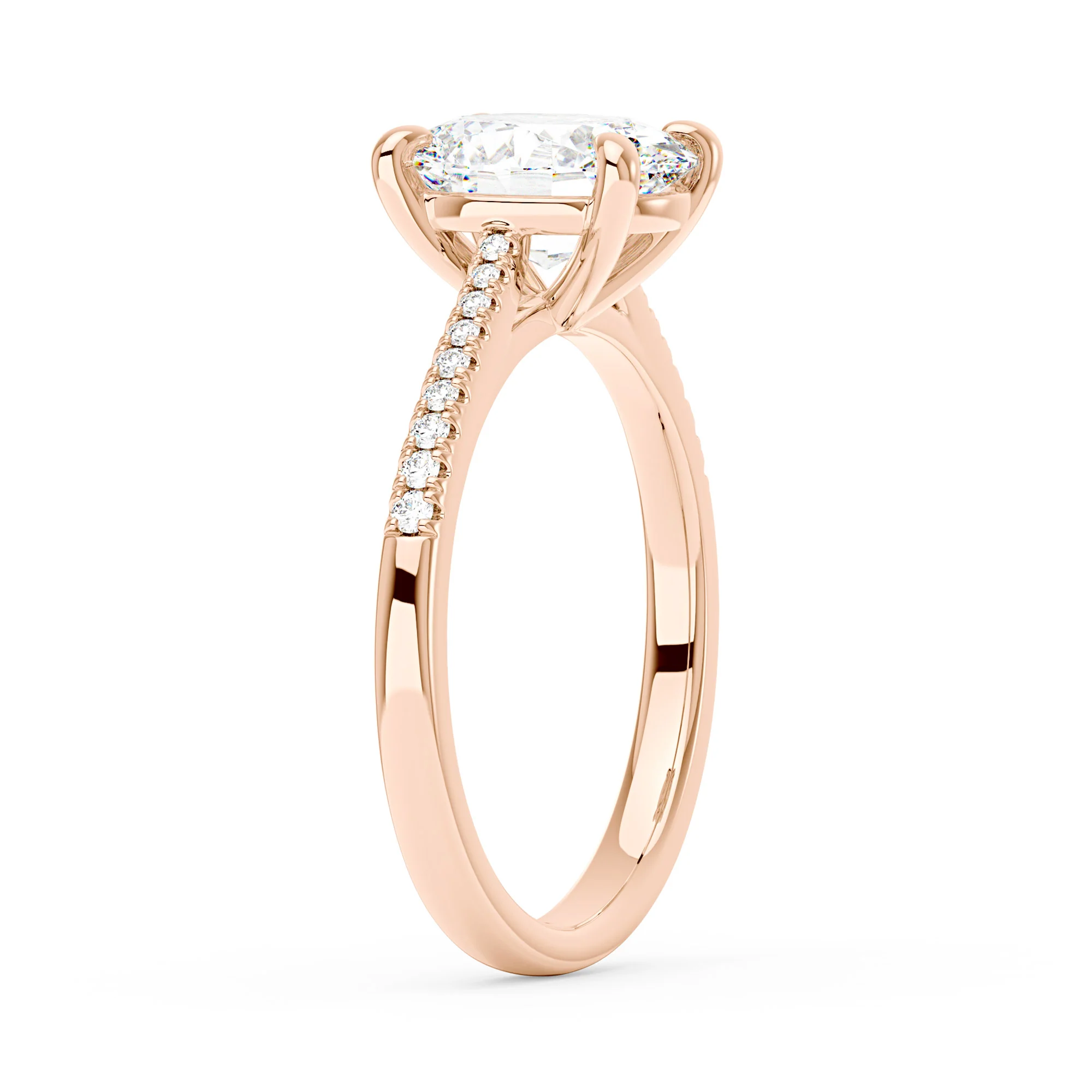 Oval Cut Engagement Ring with Pavé Band - Image 8