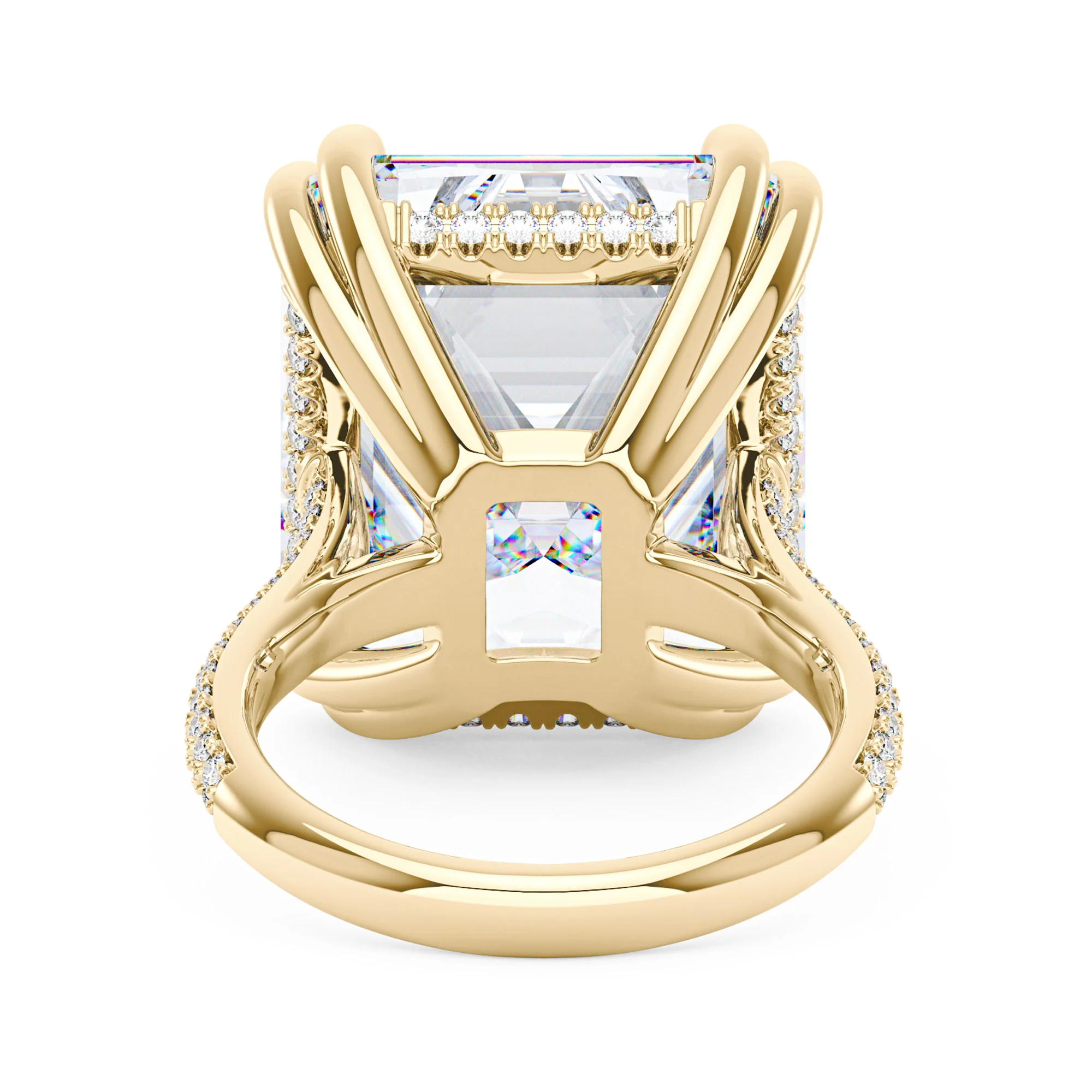 35 Carat Radiant Moissanite Ring with Pave Band in 14K Gold - Image 3