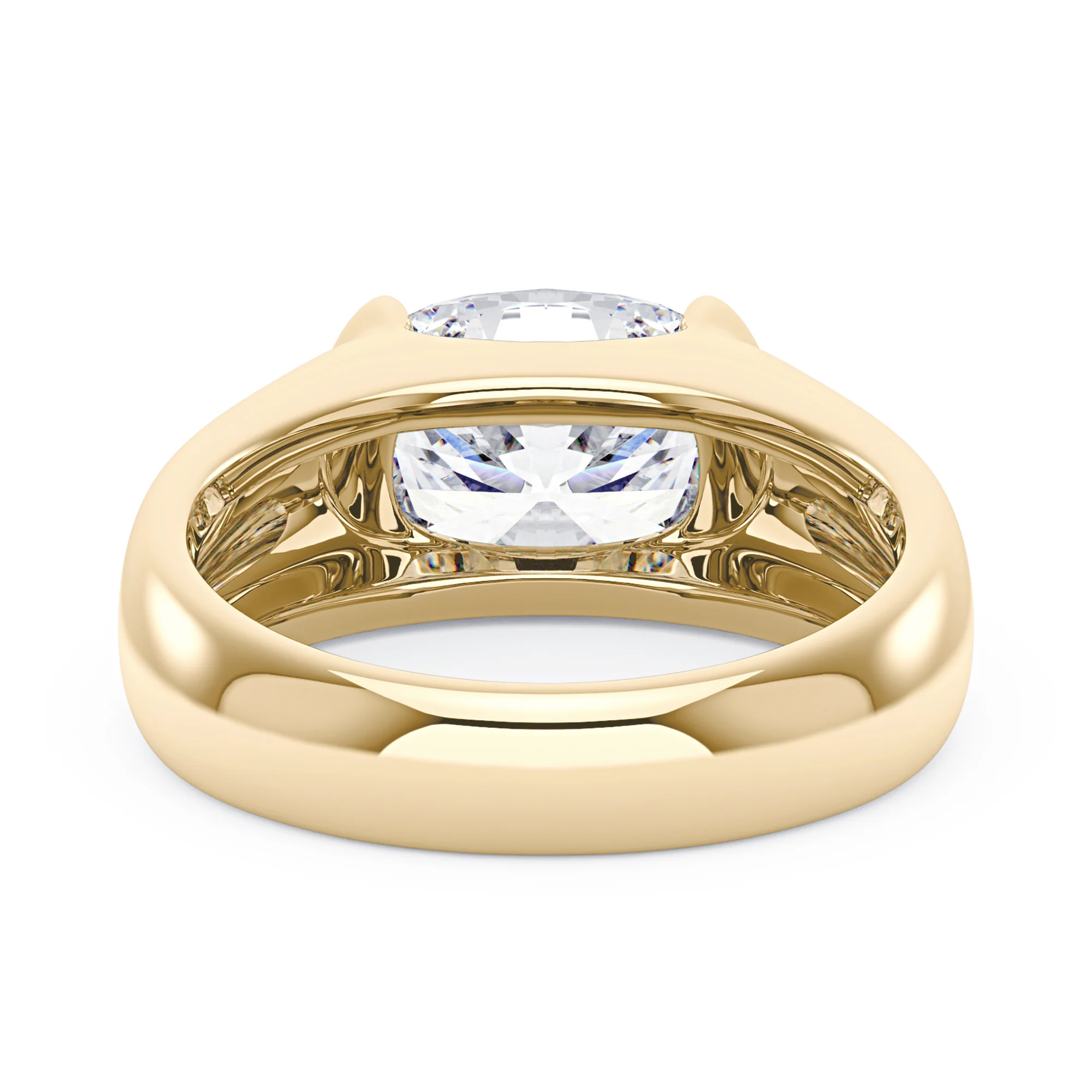 Elongated Cushion Moissanite Sideways Chunky Ring - Image 3