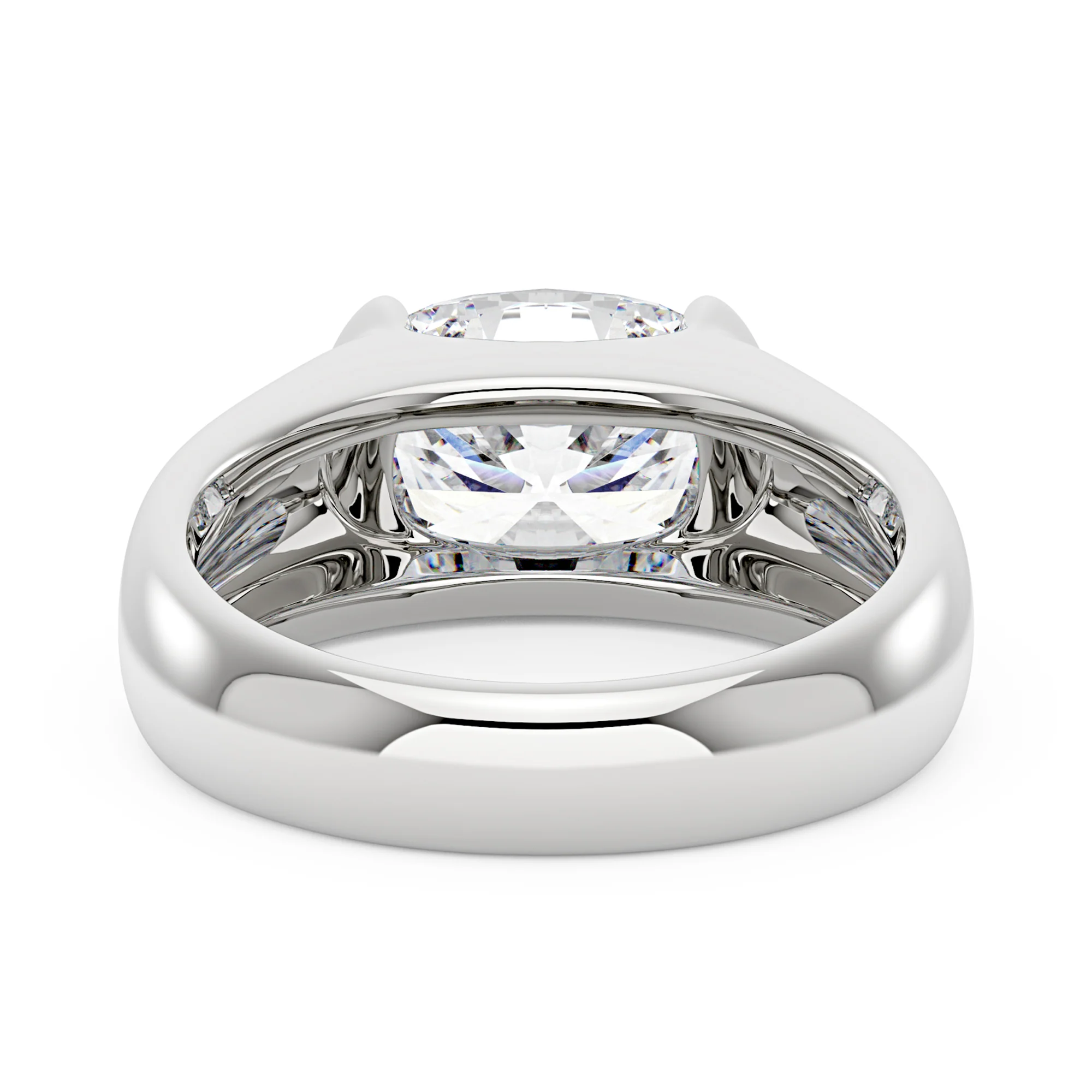 Elongated Cushion Moissanite Sideways Chunky Ring - Image 6