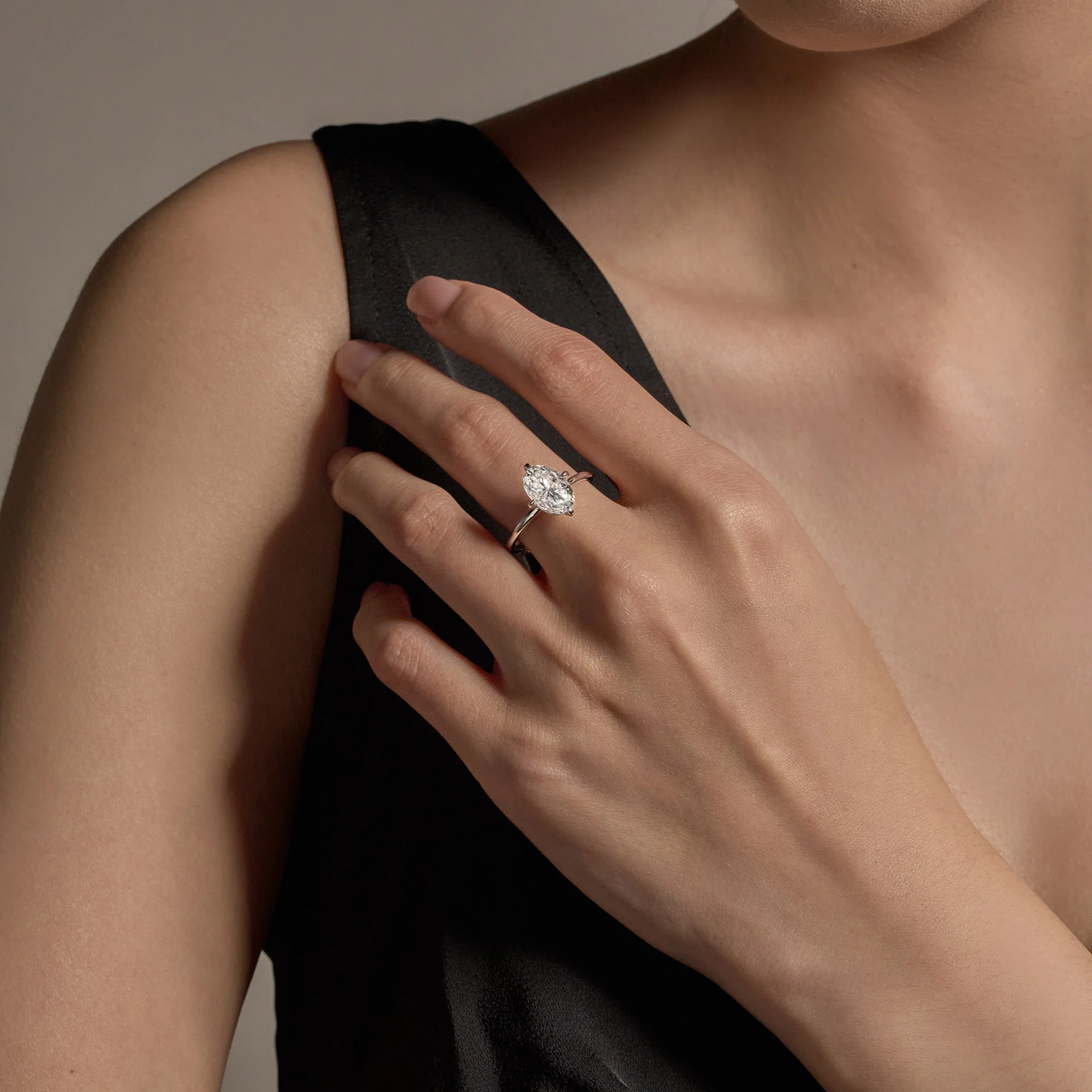 Elongated Oval Moissanite Solitaire Ring - Image 10