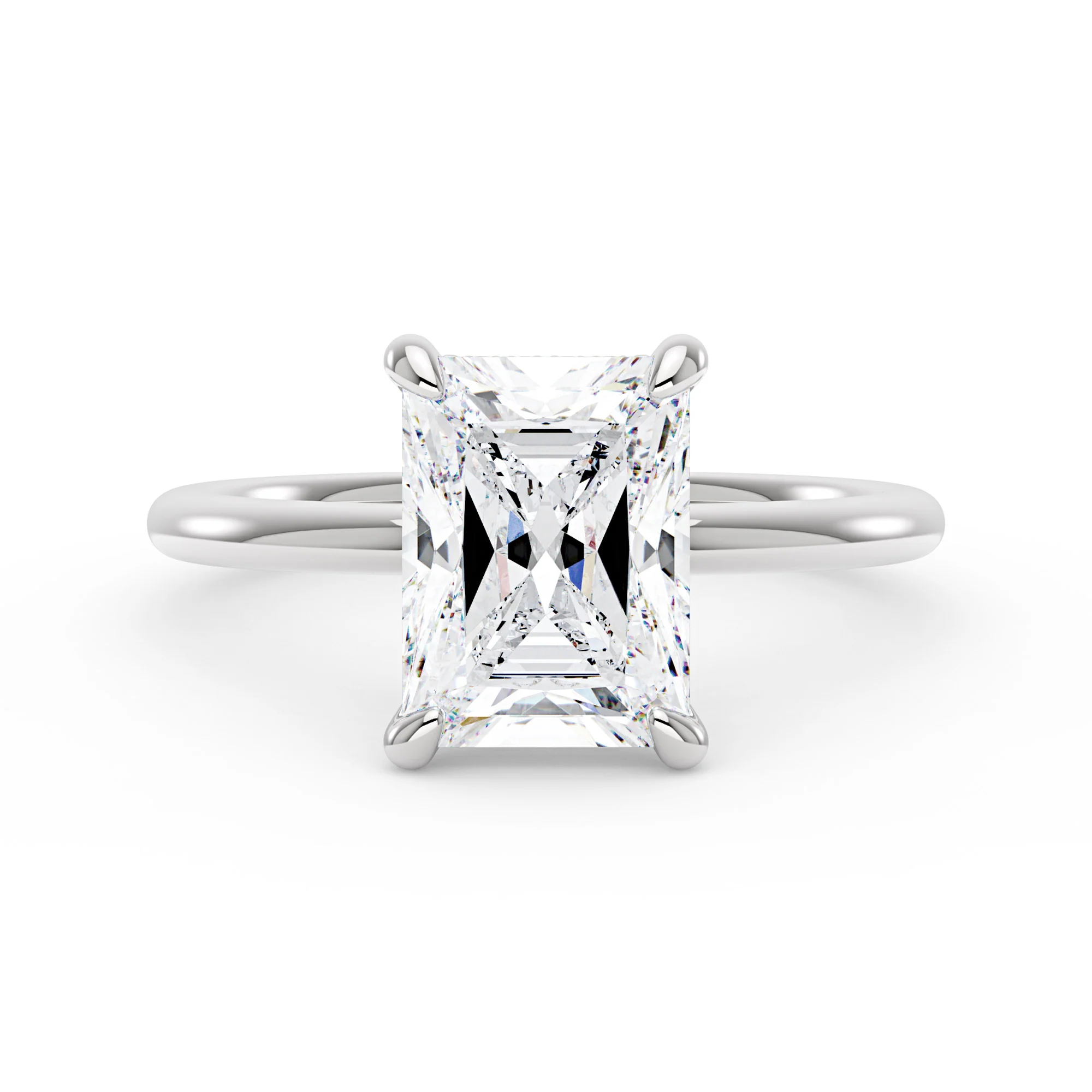 Radiant Moissanite Solitaire Ring with Hidden Halo