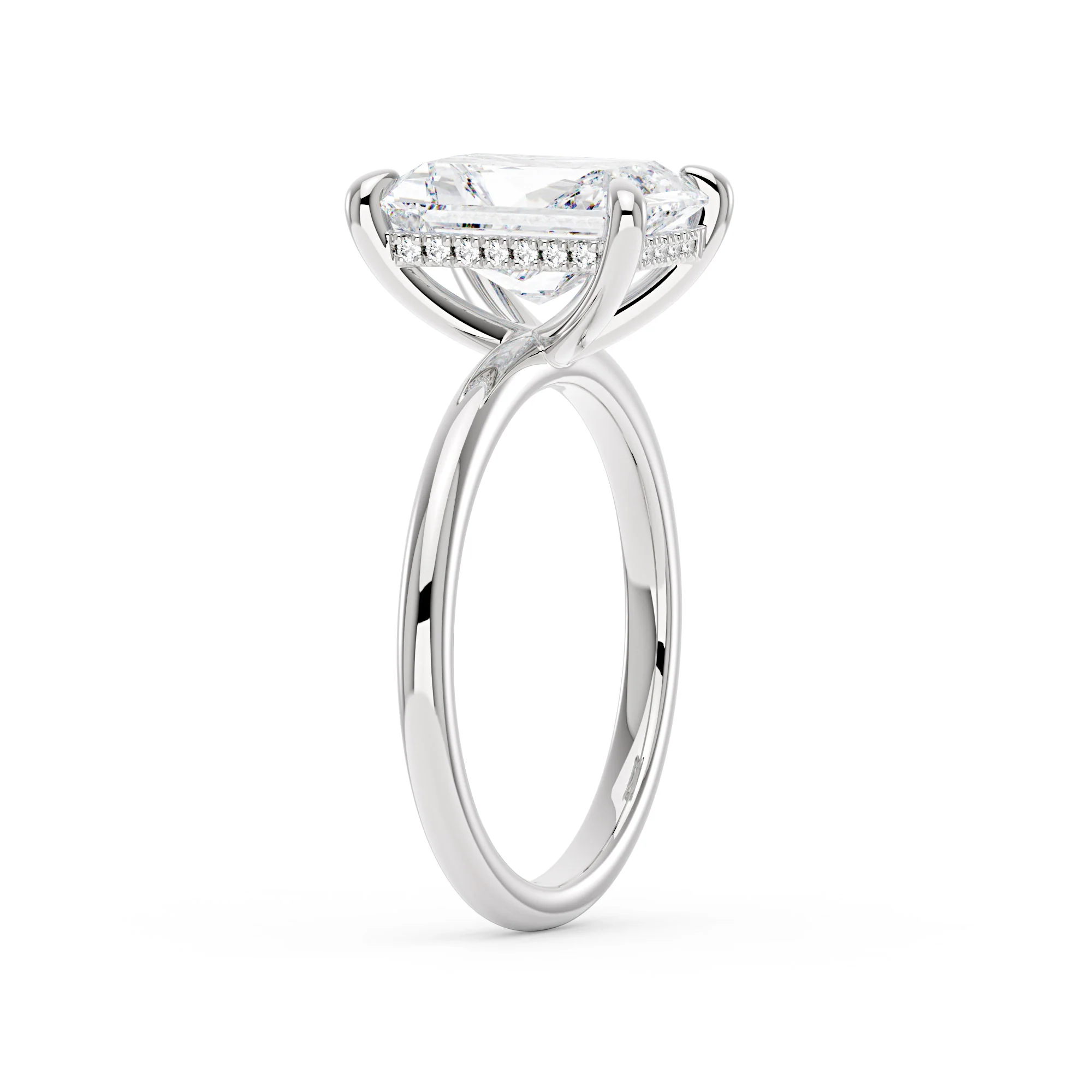 Radiant Moissanite Solitaire Ring with Hidden Halo - Image 2