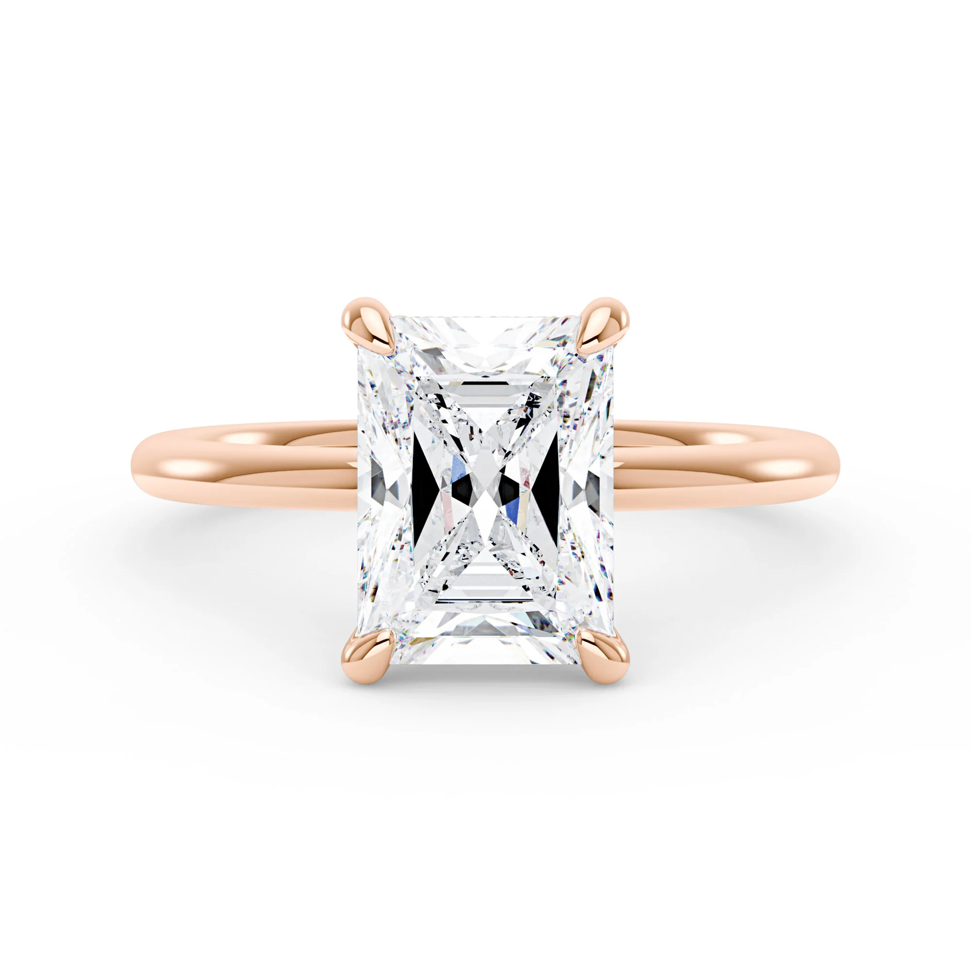 Radiant Moissanite Solitaire Ring with Hidden Halo - Image 7