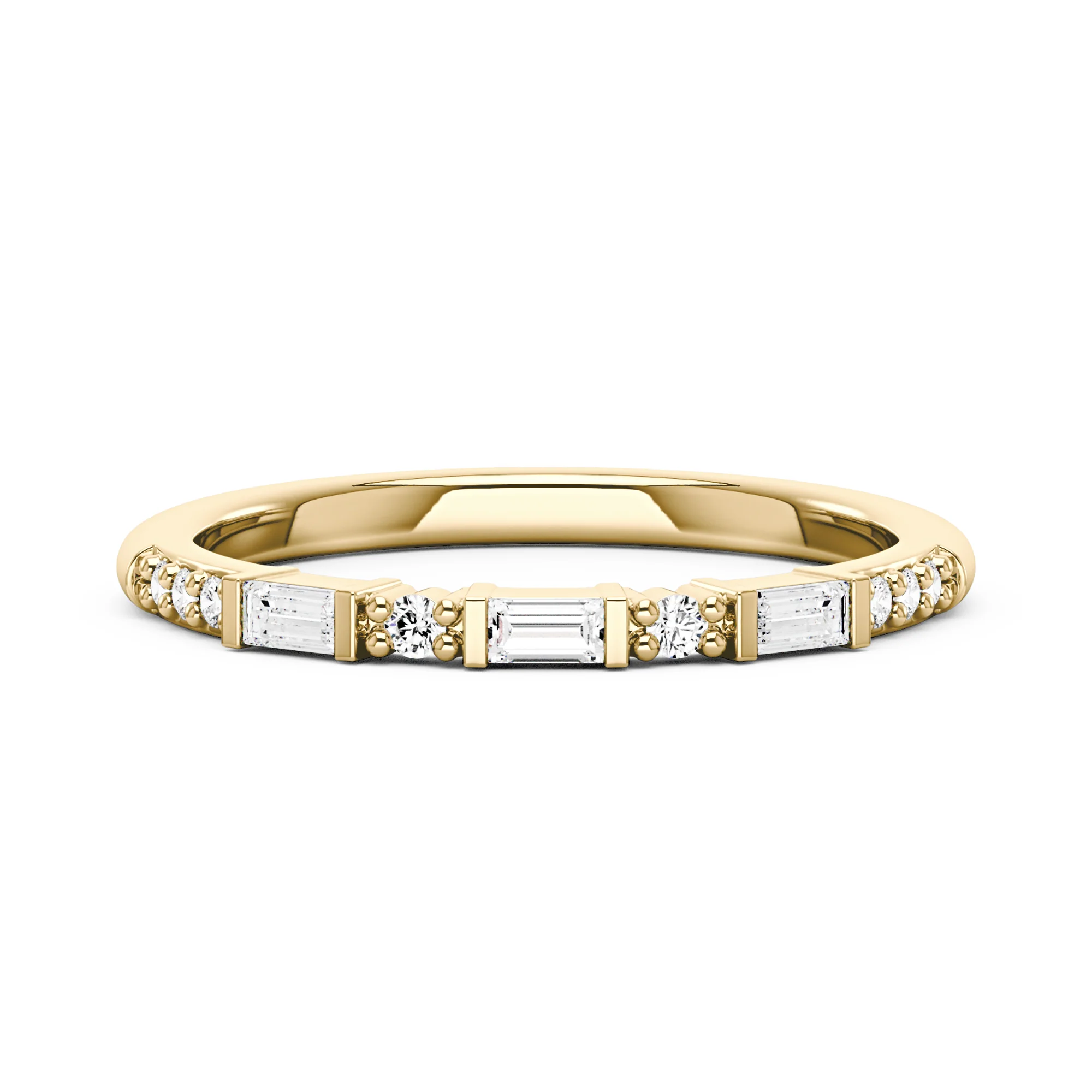 Art Deco Emerald Round Moissanite Half Eternity Band - Image 4