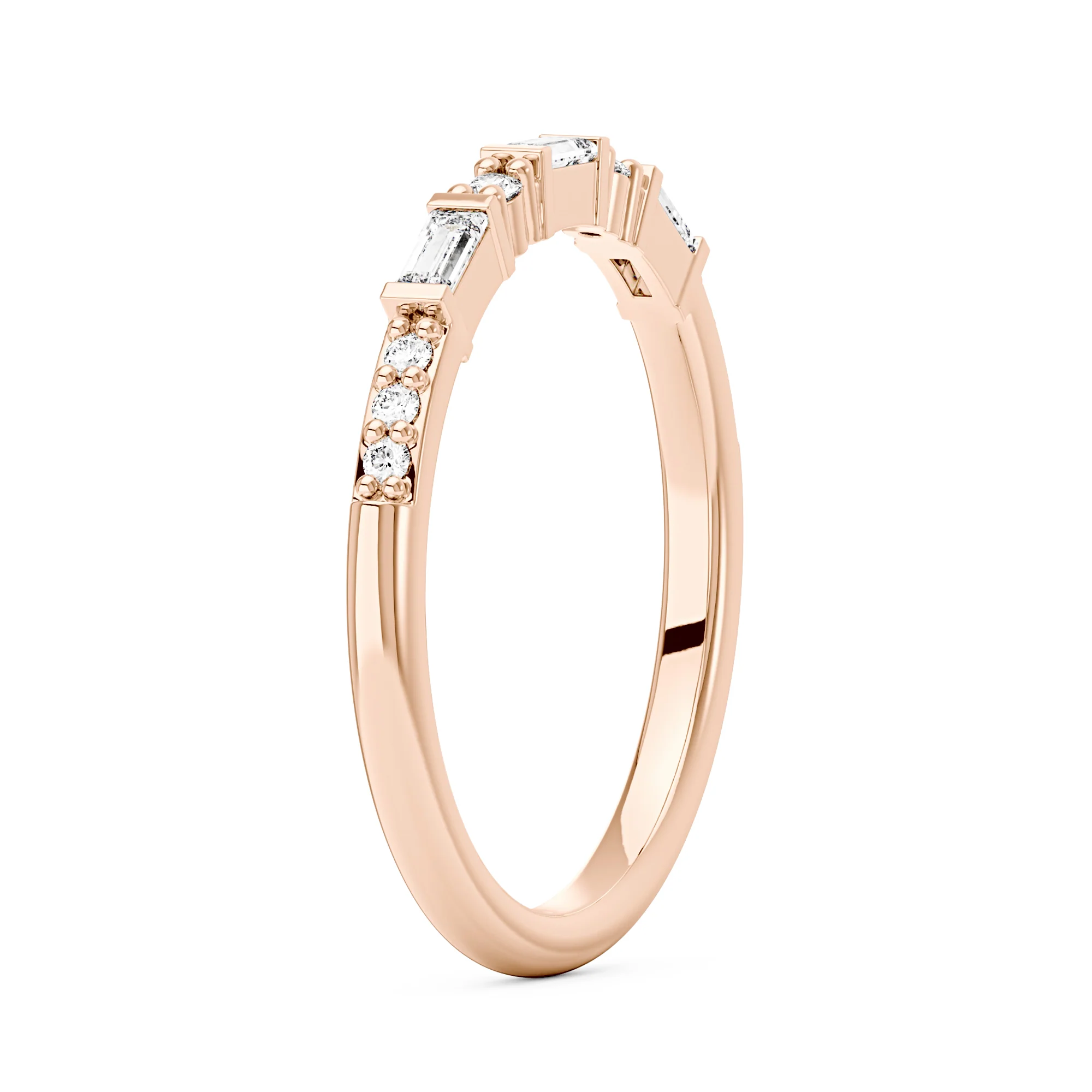 Art Deco Emerald Round Moissanite Half Eternity Band - Image 8