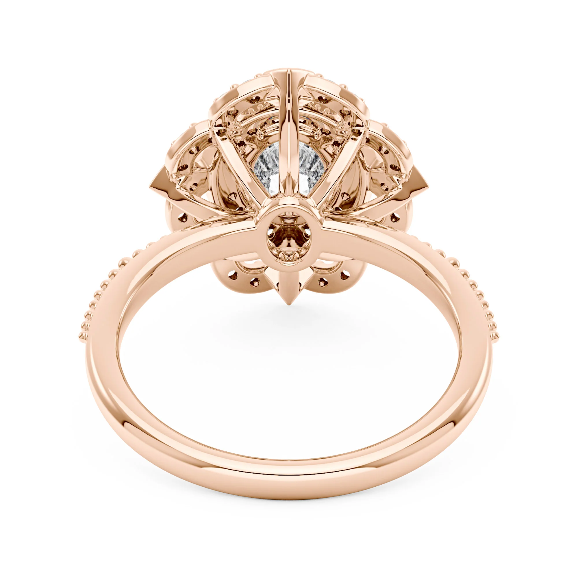 Art Deco Oval Pavé Halo Moissanite Ring - Image 9