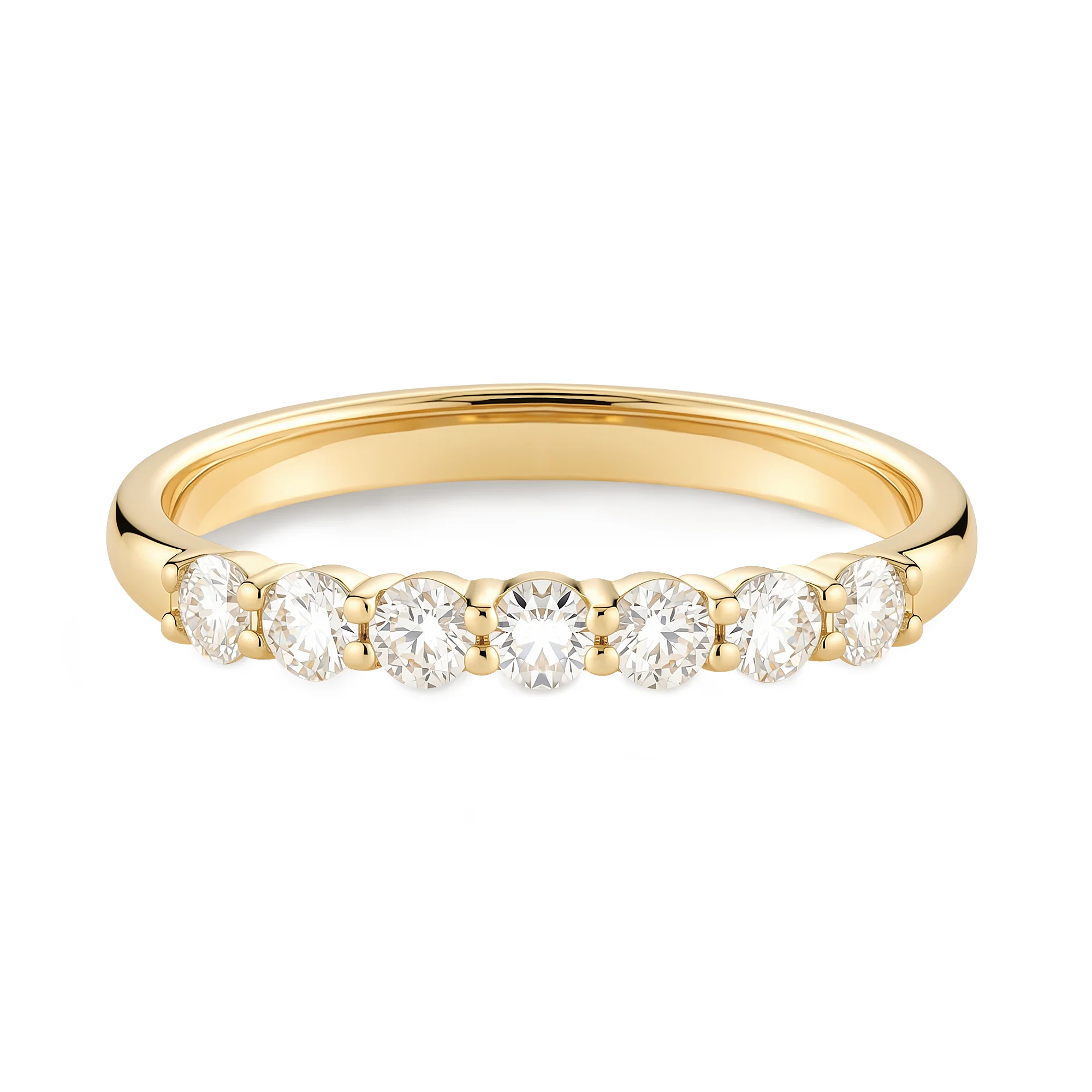Art Deco Round Cut Moissanite Half Eternity Ring - Image 4