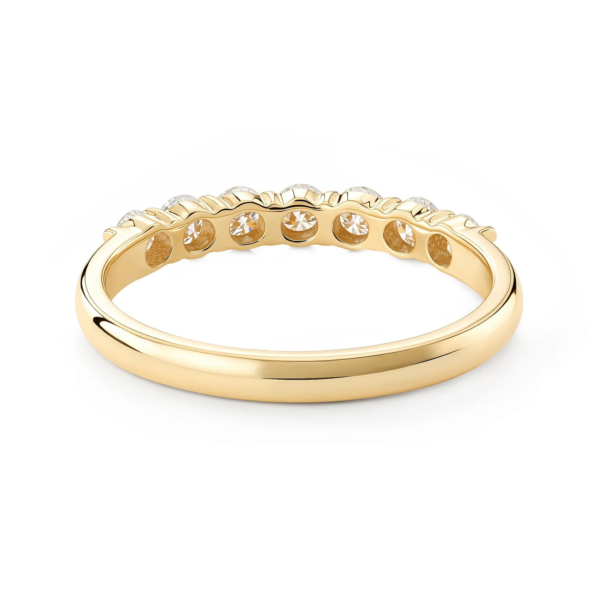 Art Deco Round Cut Moissanite Half Eternity Ring - Image 6