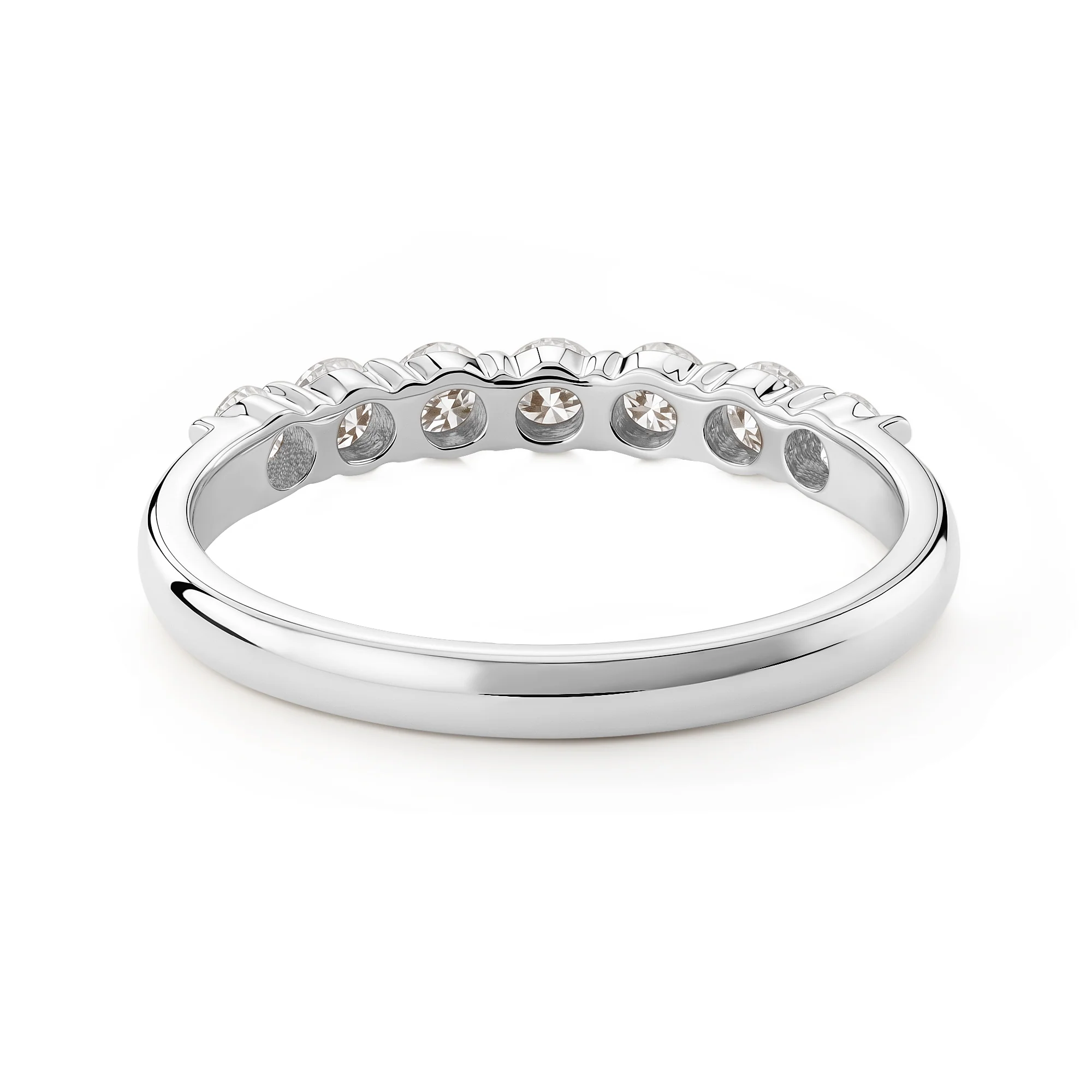 Art Deco Round Cut Moissanite Half Eternity Ring - Image 8