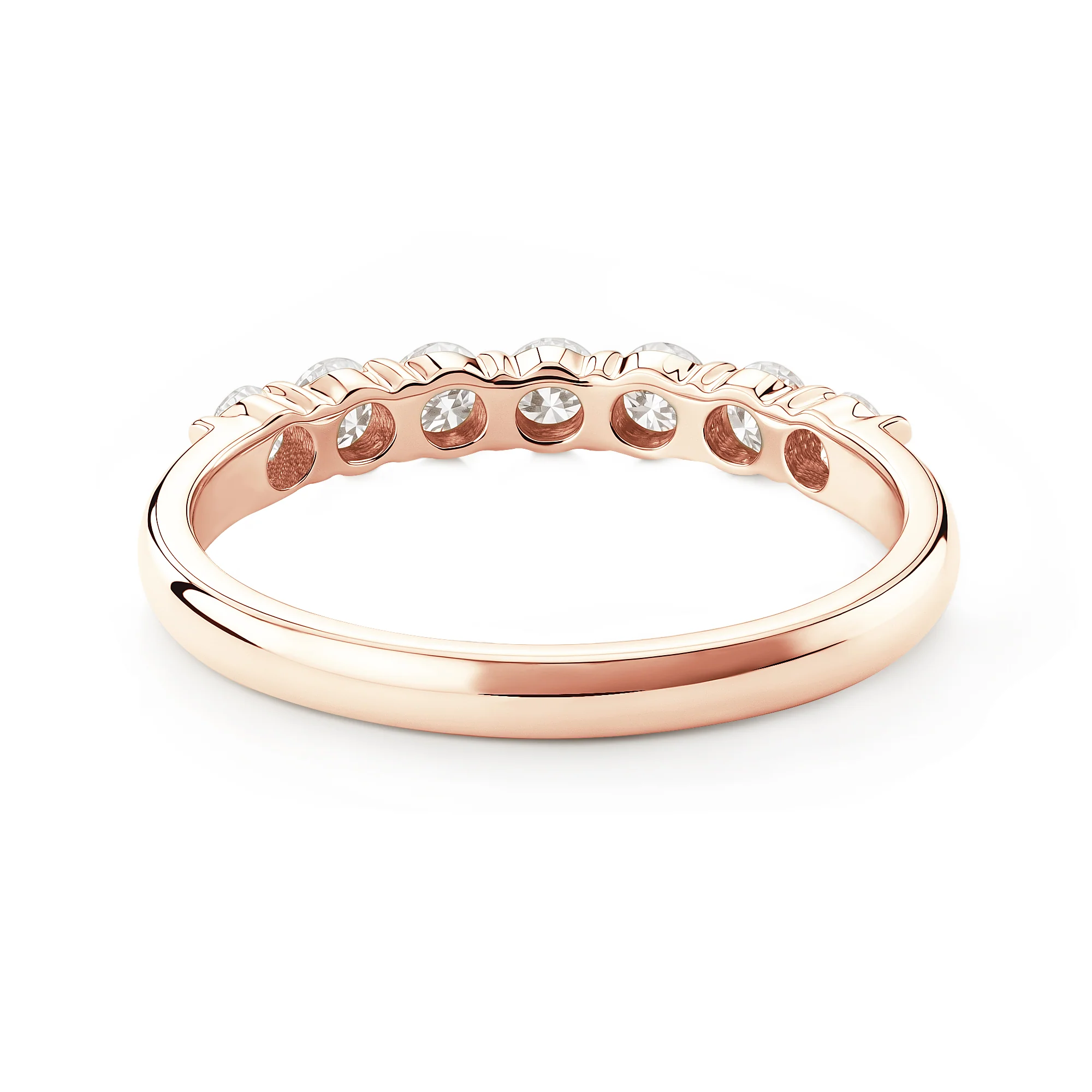 Art Deco Round Cut Moissanite Half Eternity Ring - Image 9