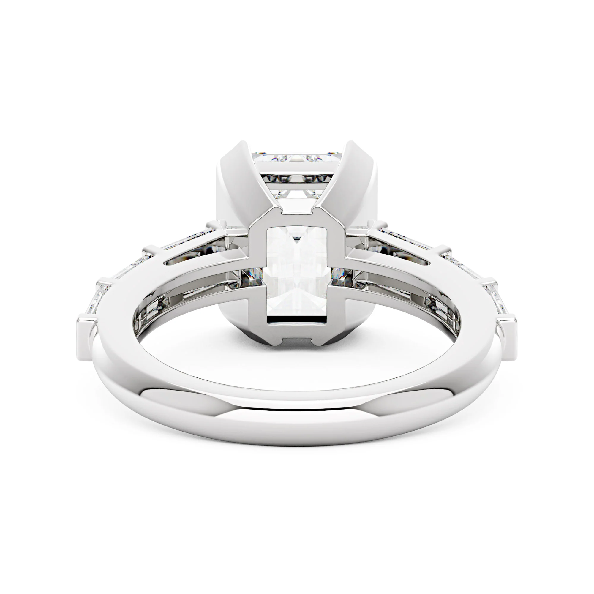 Art Deco Emerald Moissanite Bezel Ring - Image 3