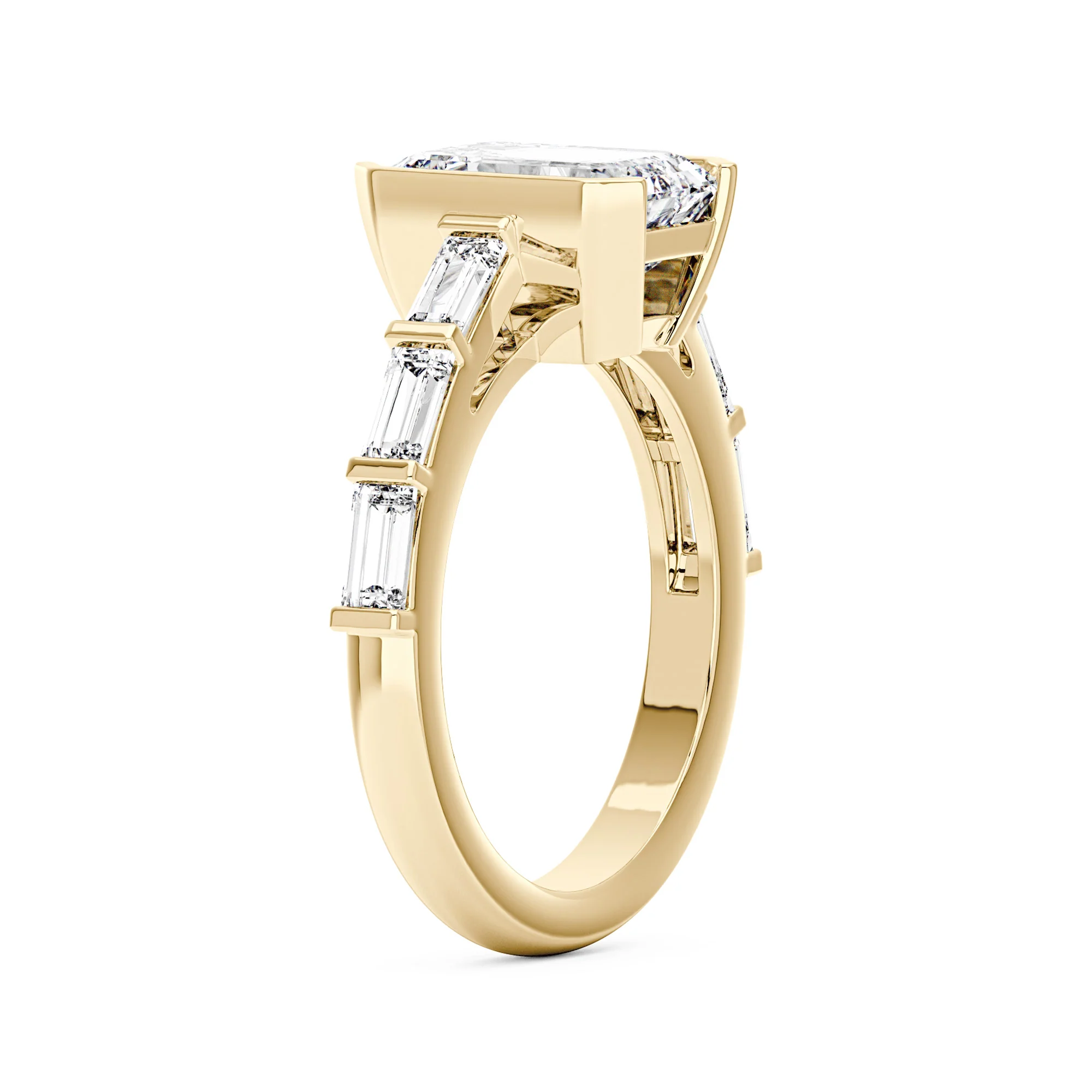 Art Deco Emerald Moissanite Bezel Ring - Image 5