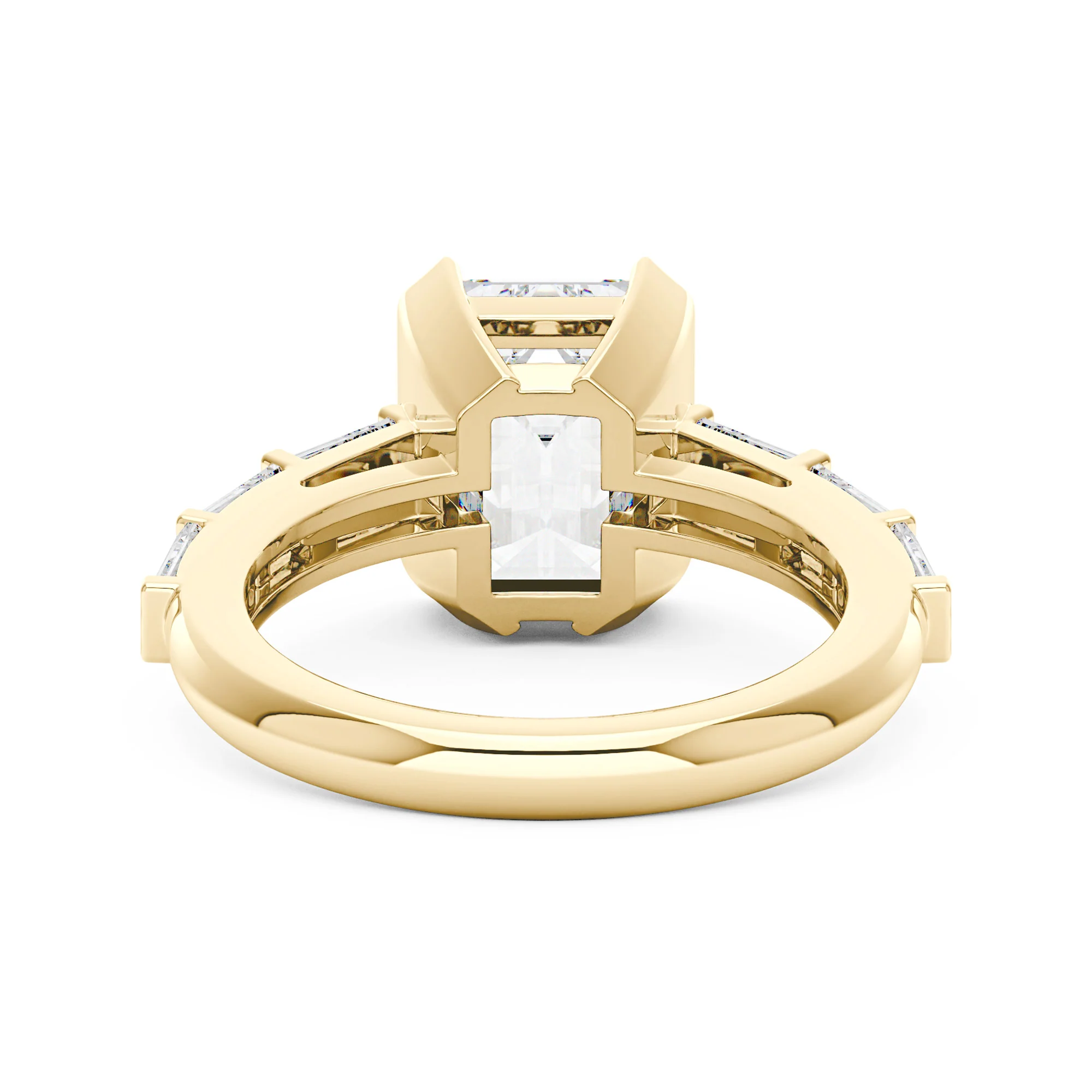 Art Deco Emerald Moissanite Bezel Ring - Image 6