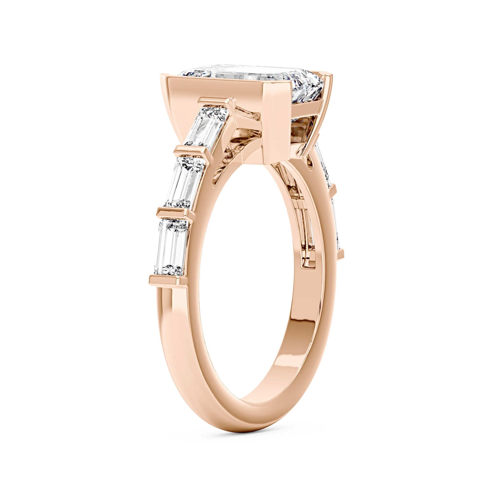 Art Deco Emerald Moissanite Bezel Ring - Image 8