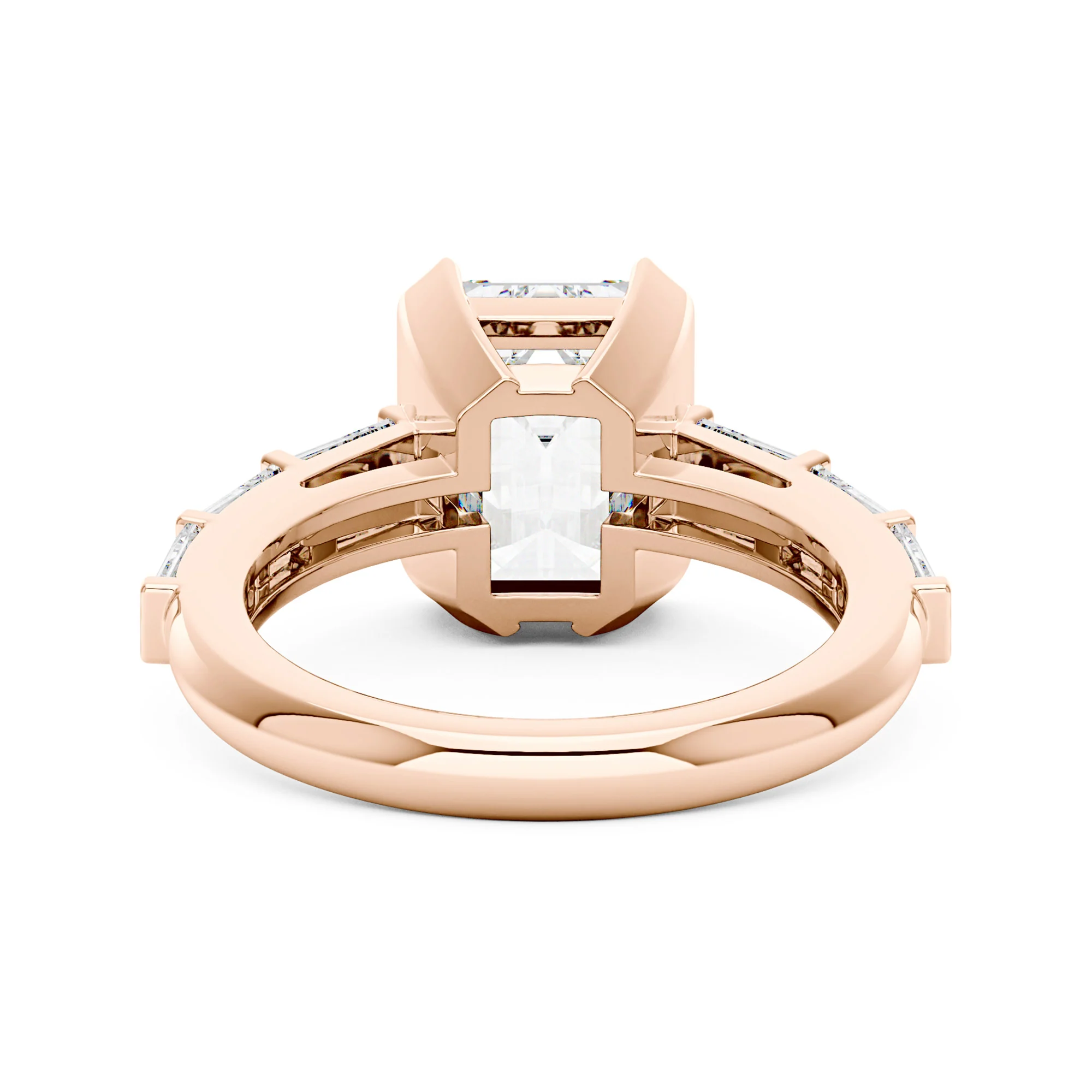 Art Deco Emerald Moissanite Bezel Ring - Image 9