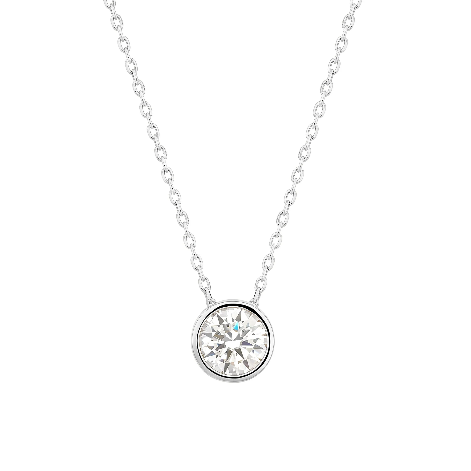 Bezel Set Round Solitaire Moissanite Pendant Necklace