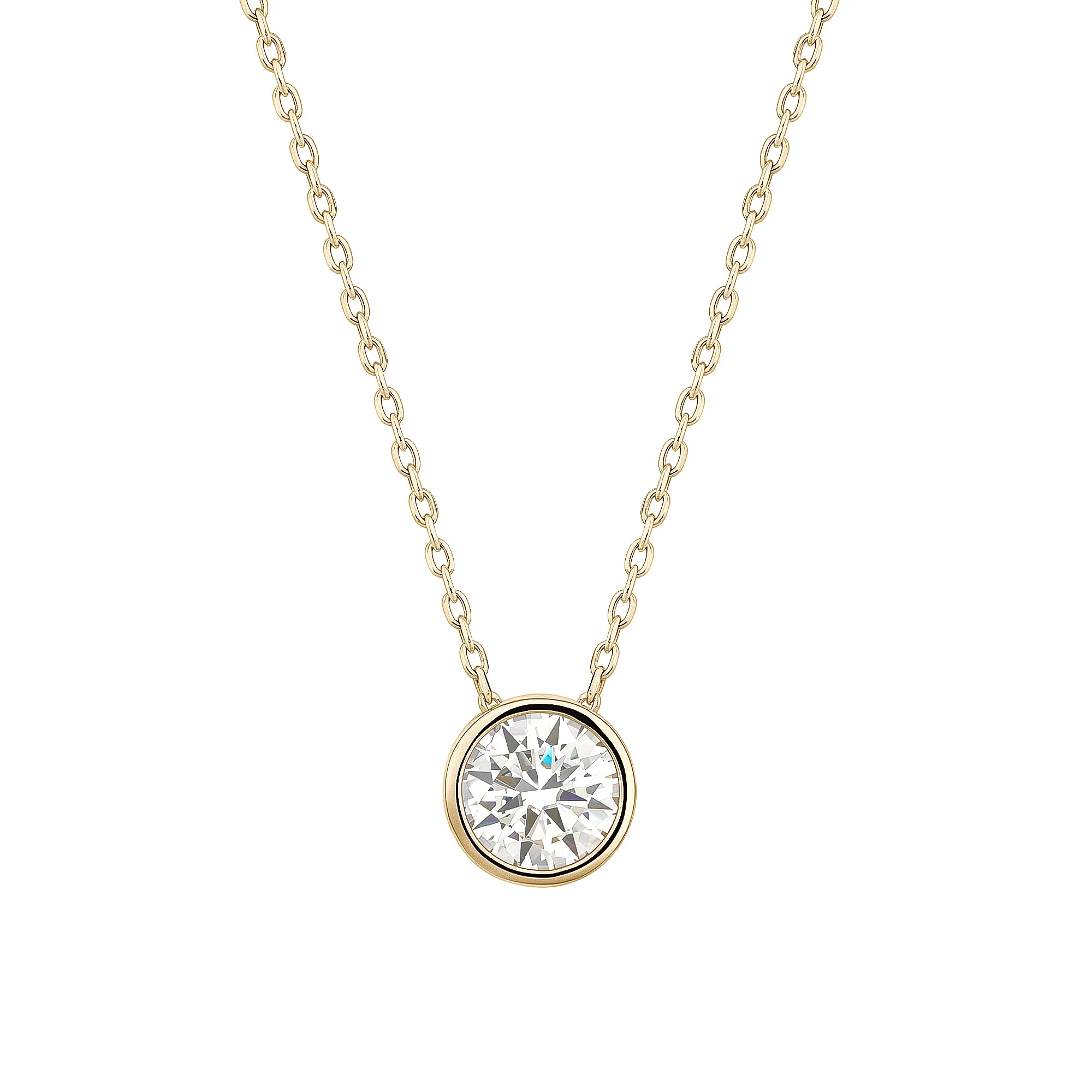 Bezel Set Round Solitaire Moissanite Pendant Necklace - Image 4