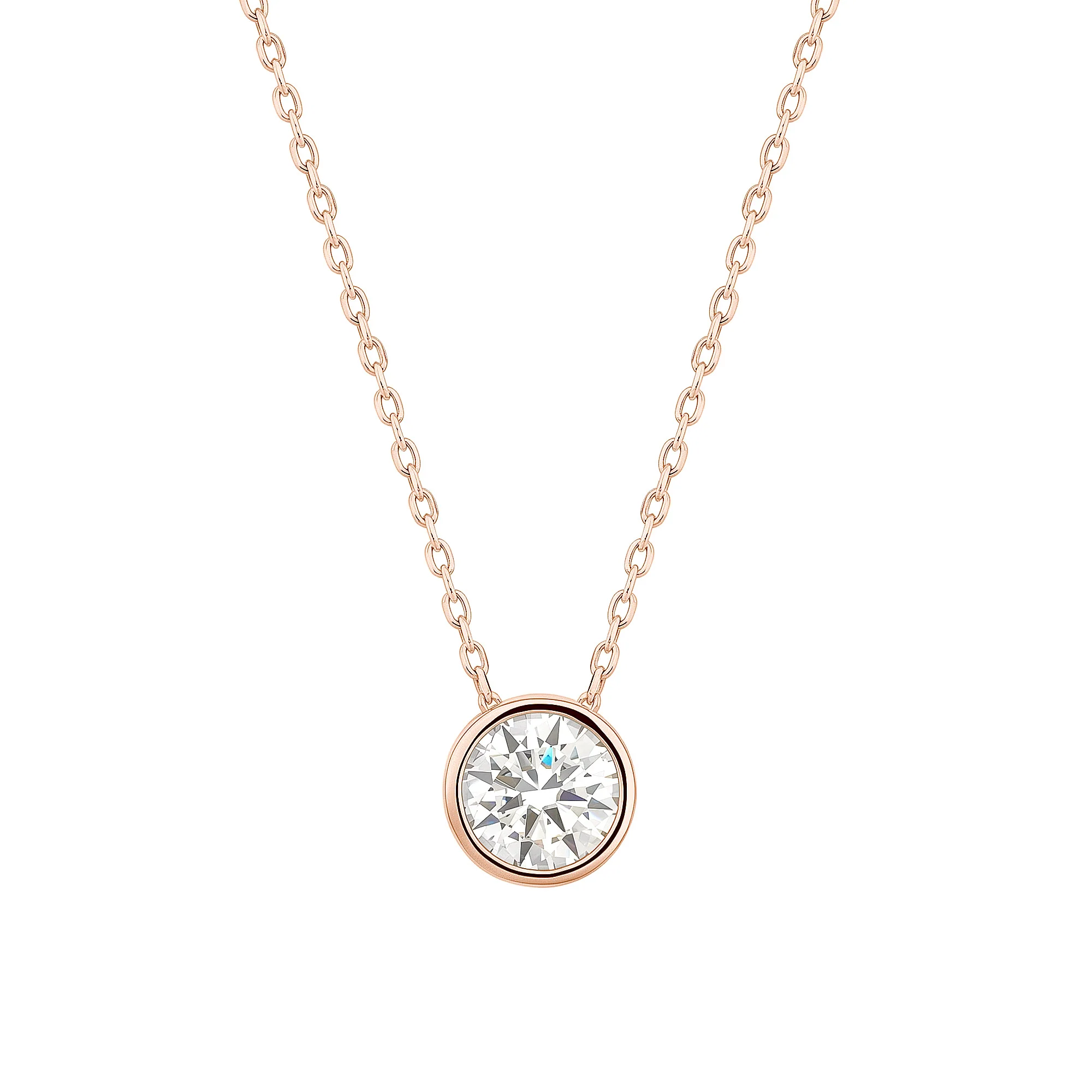 Bezel Set Round Solitaire Moissanite Pendant Necklace - Image 7
