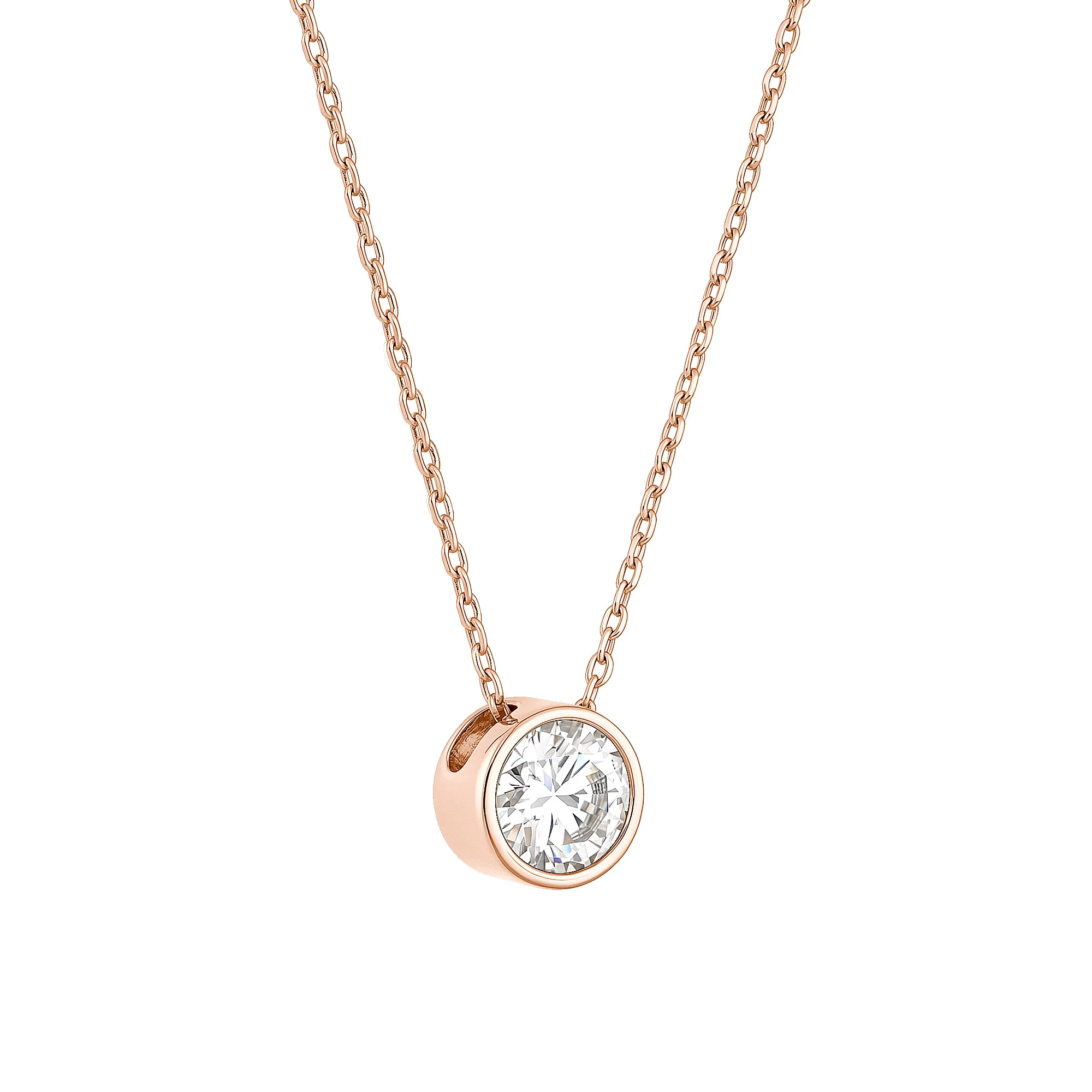 Bezel Set Round Solitaire Moissanite Pendant Necklace - Image 8