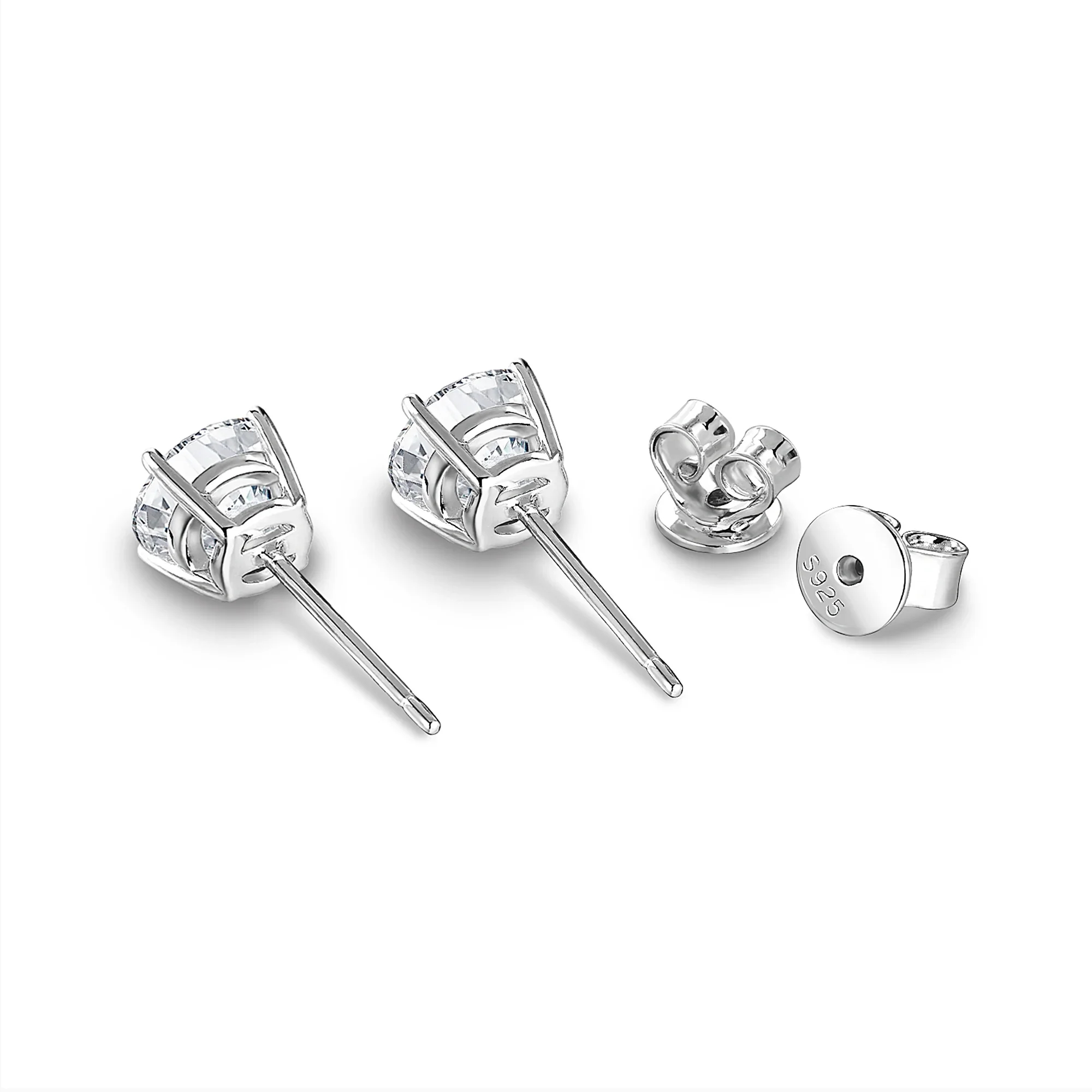 Brilliant Round Cut Moissanite Basket Stud Earrings - Image 3