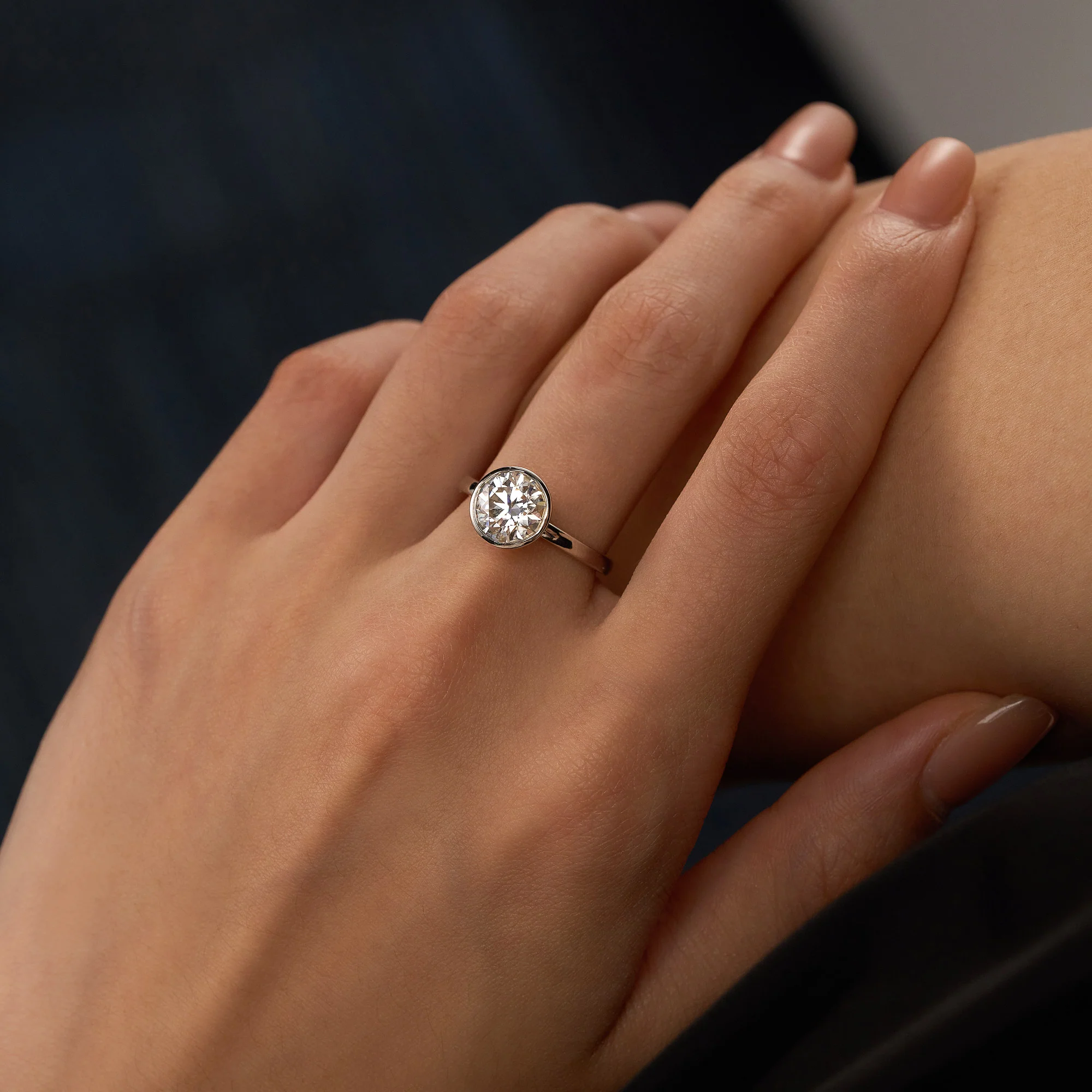 Round Moissanite Bezel Engagement Ring - Image 10