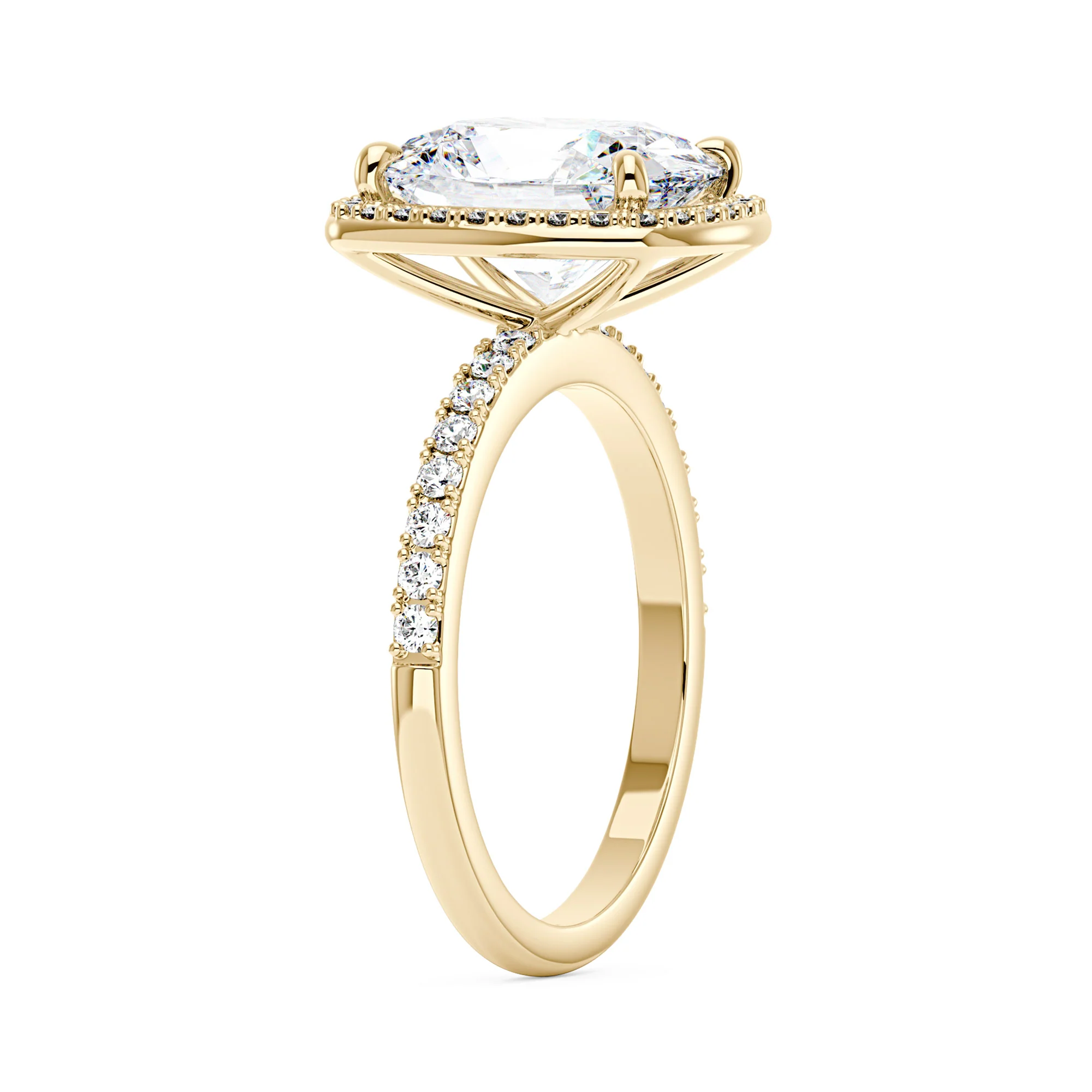 Classic Cushion Halo Moissanite Ring with Pavé Band - Image 5