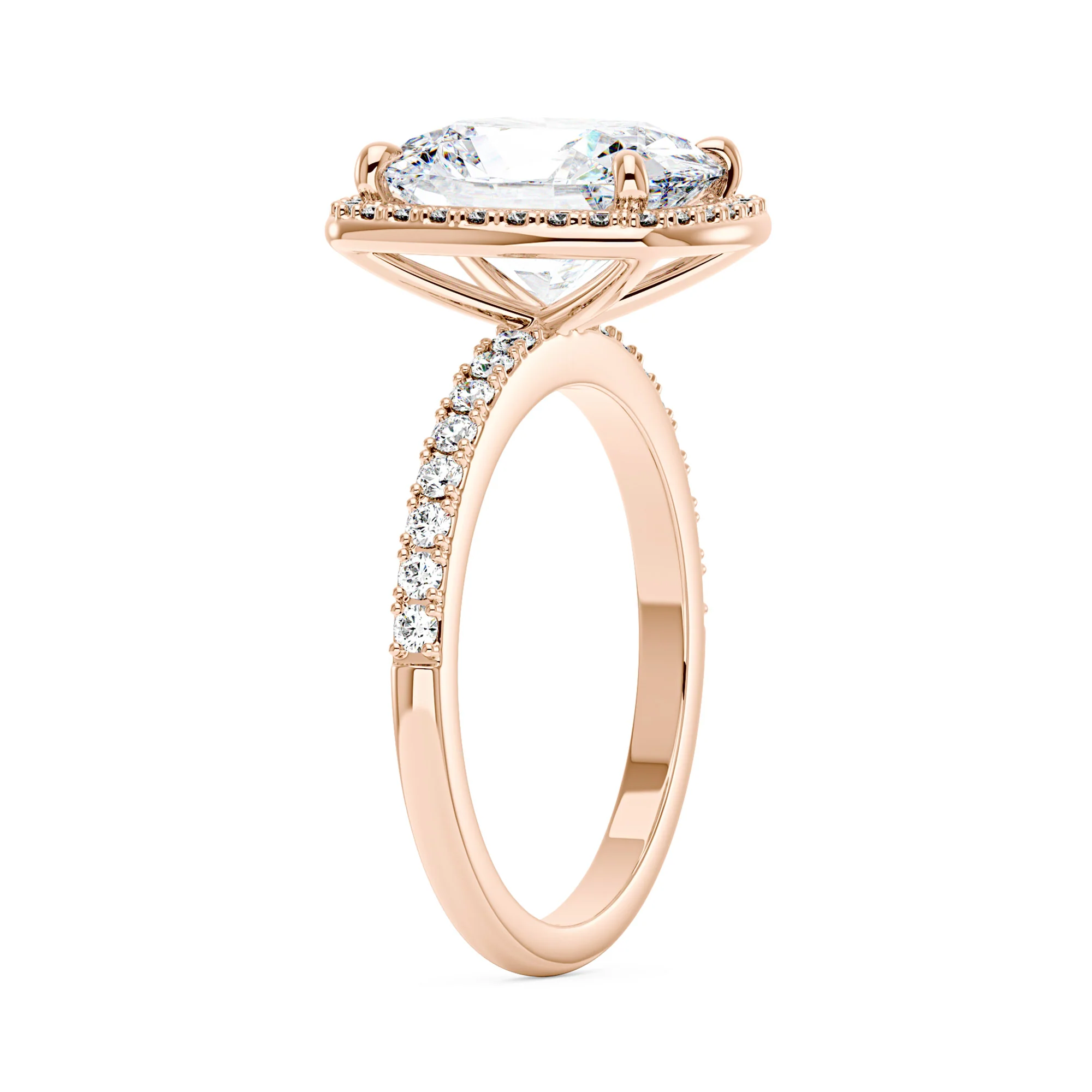 Classic Cushion Halo Moissanite Ring with Pavé Band - Image 8