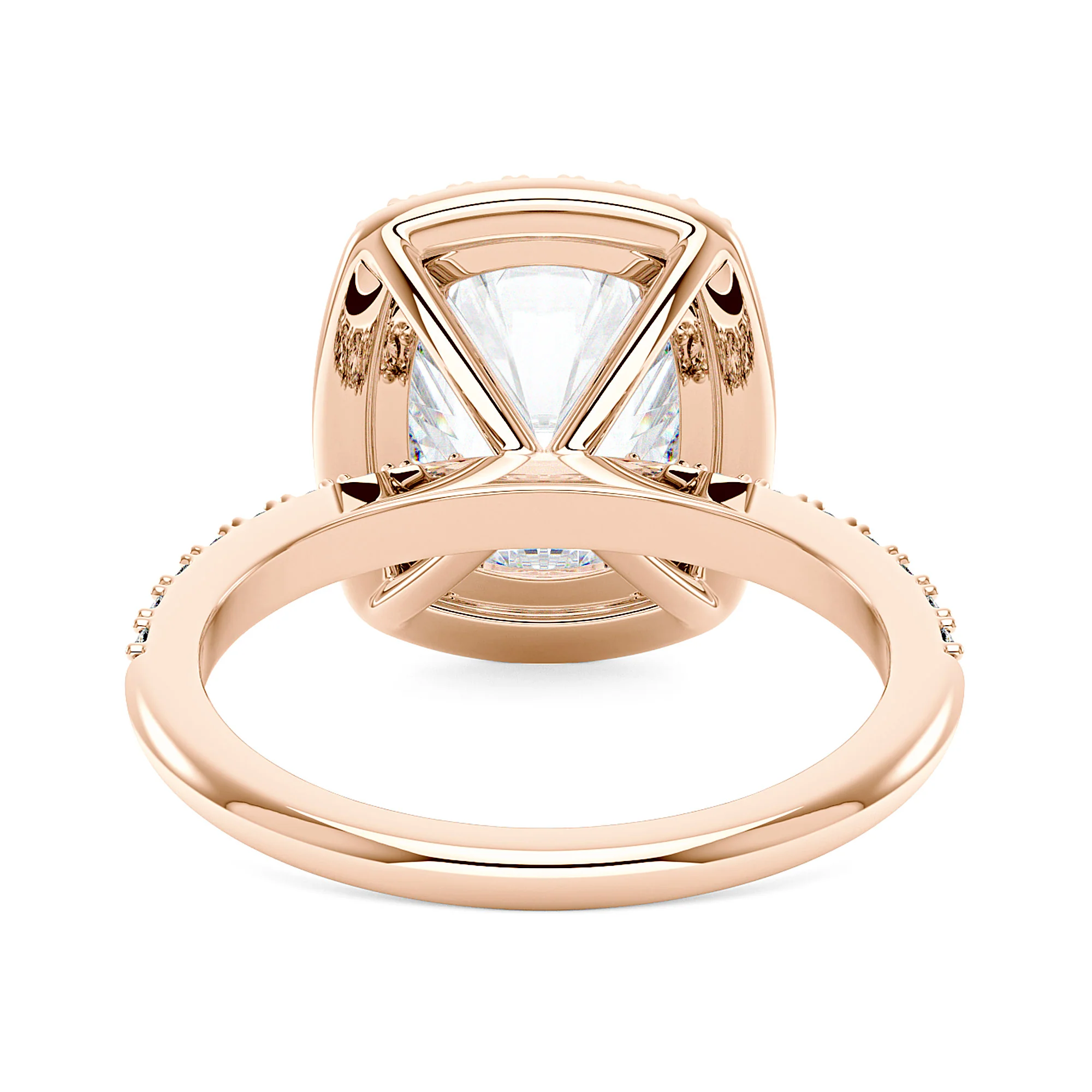 Classic Cushion Halo Moissanite Ring with Pavé Band - Image 9