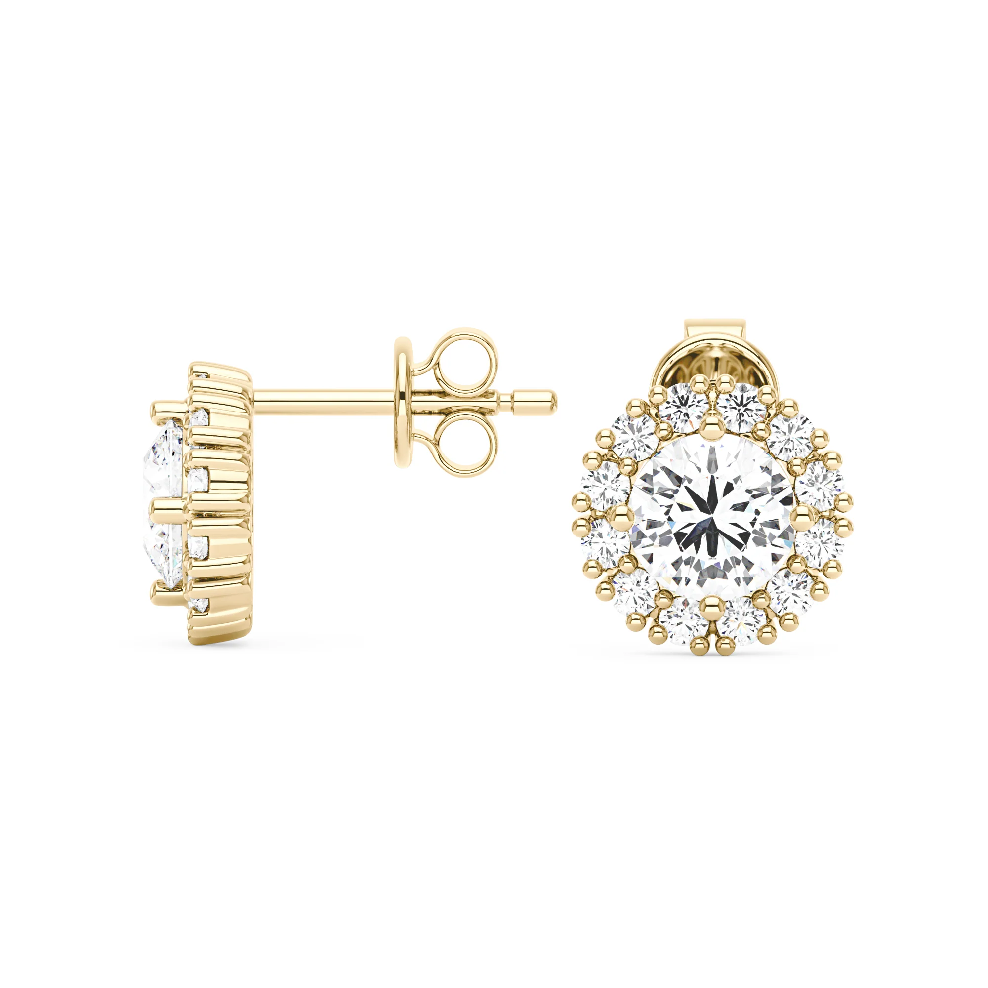 Classic Moissanite Halo Stud Earrings - Image 6