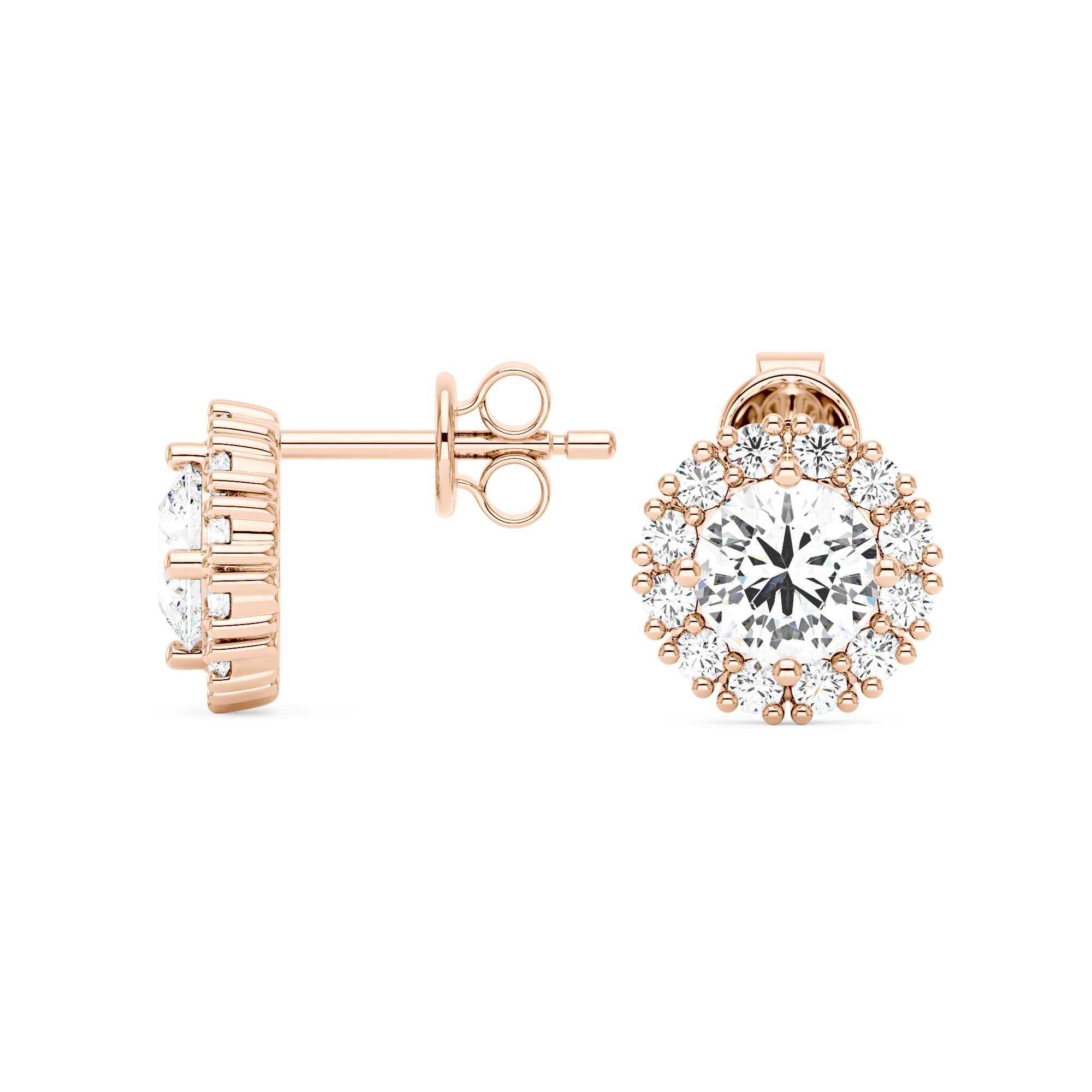 Classic Moissanite Halo Stud Earrings - Image 9