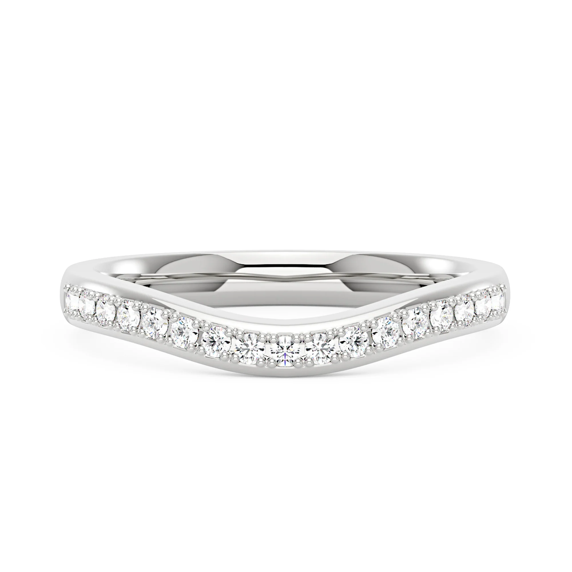 Art Deco Curved Moissanite Pavé Half Eternity Band
