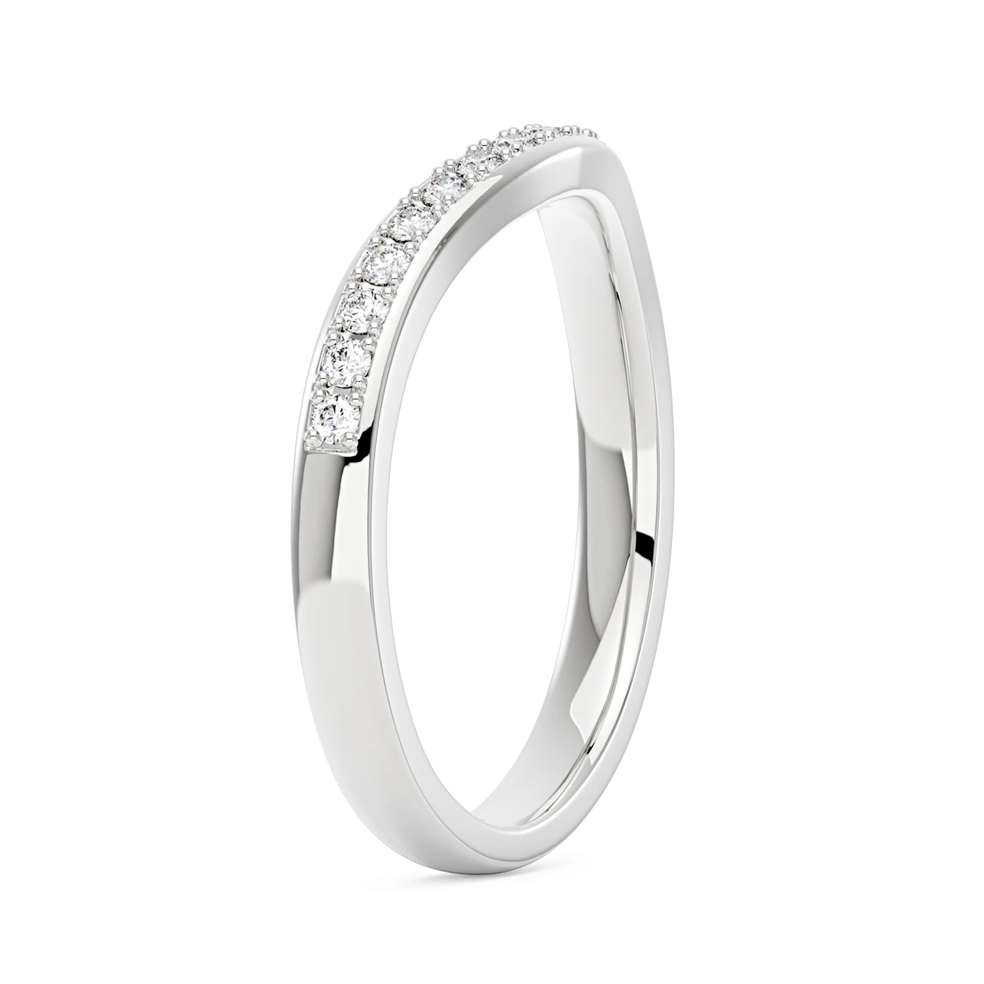 Art Deco Curved Moissanite Pavé Half Eternity Band - Image 2