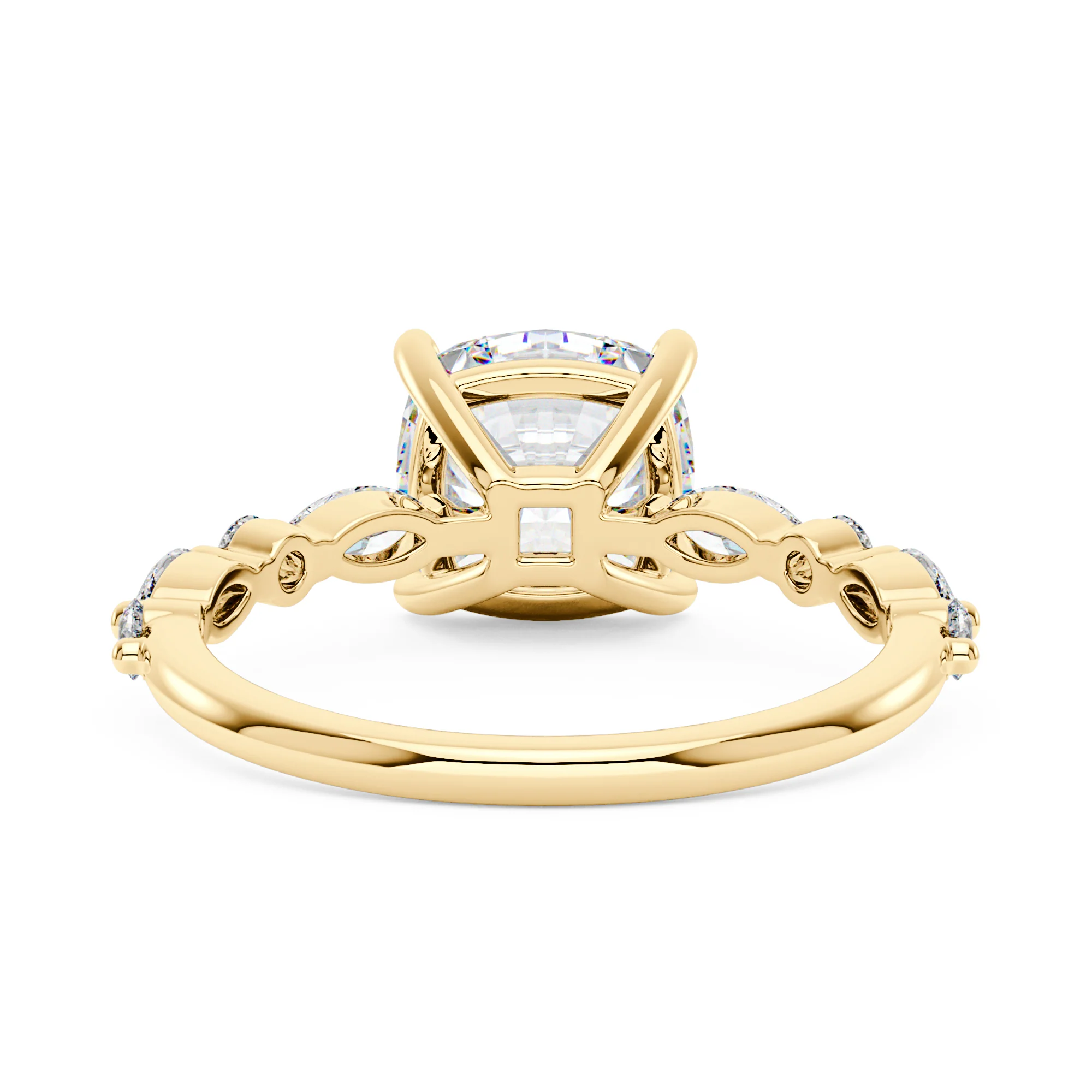 Cushion Cut Moissanite Accented Band Engagement Ring - Image 6