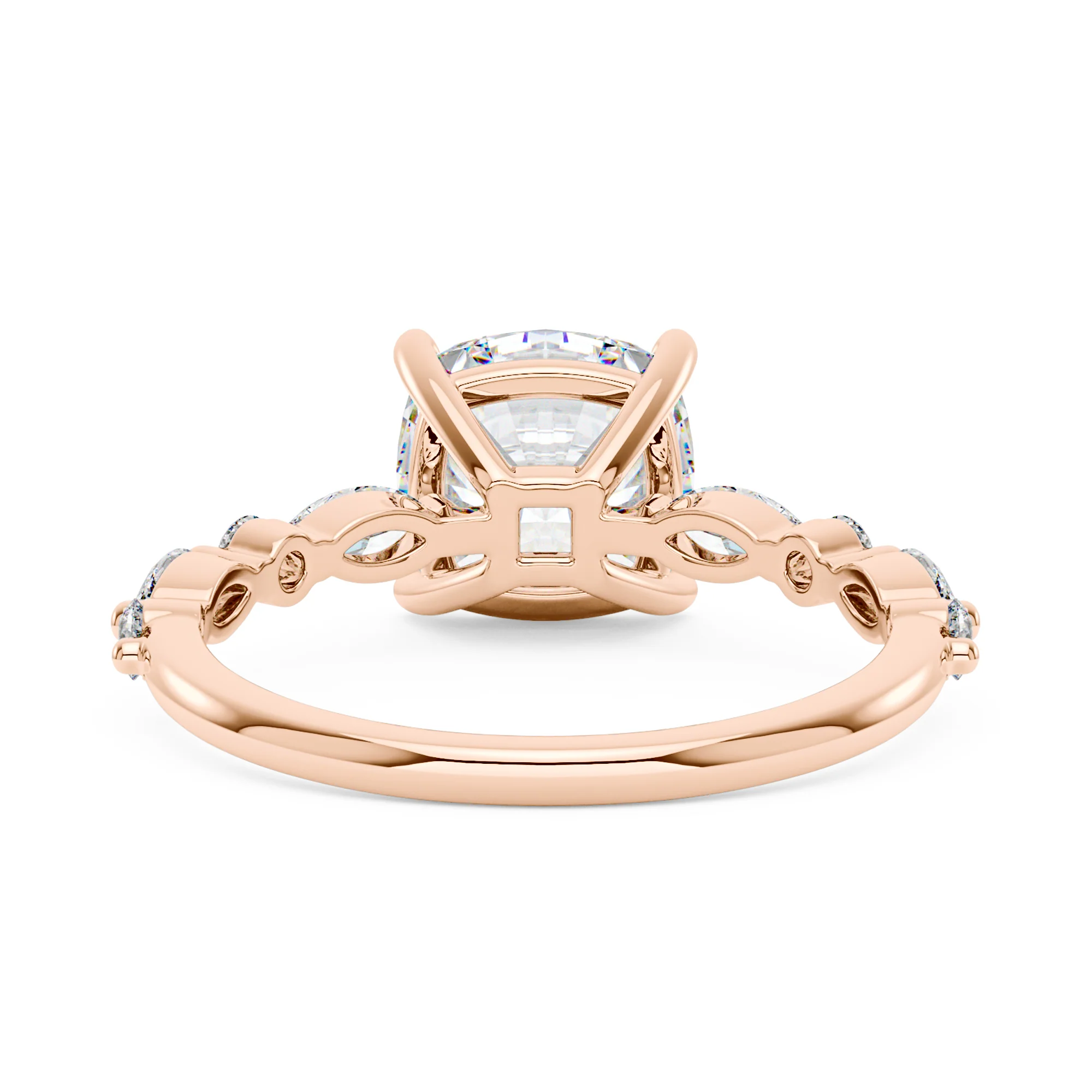 Cushion Cut Moissanite Accented Band Engagement Ring - Image 9