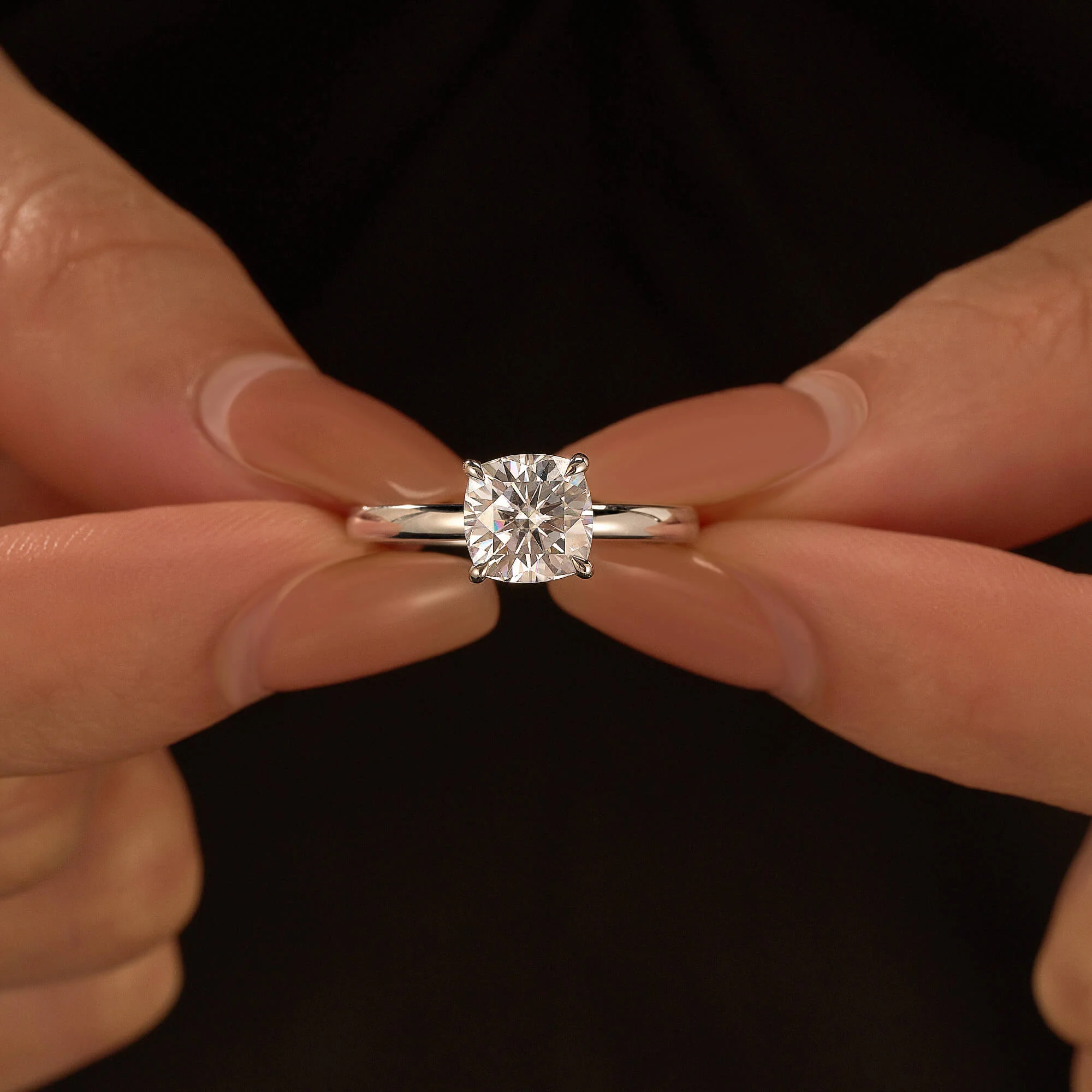 Cushion-Cut Moissanite Solitaire Engagement Ring - Image 13